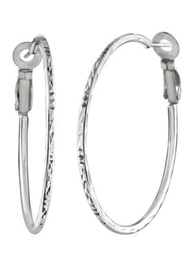 Belk Silverworks Silver-Tone Paddle Back Hoop Earrings | belk