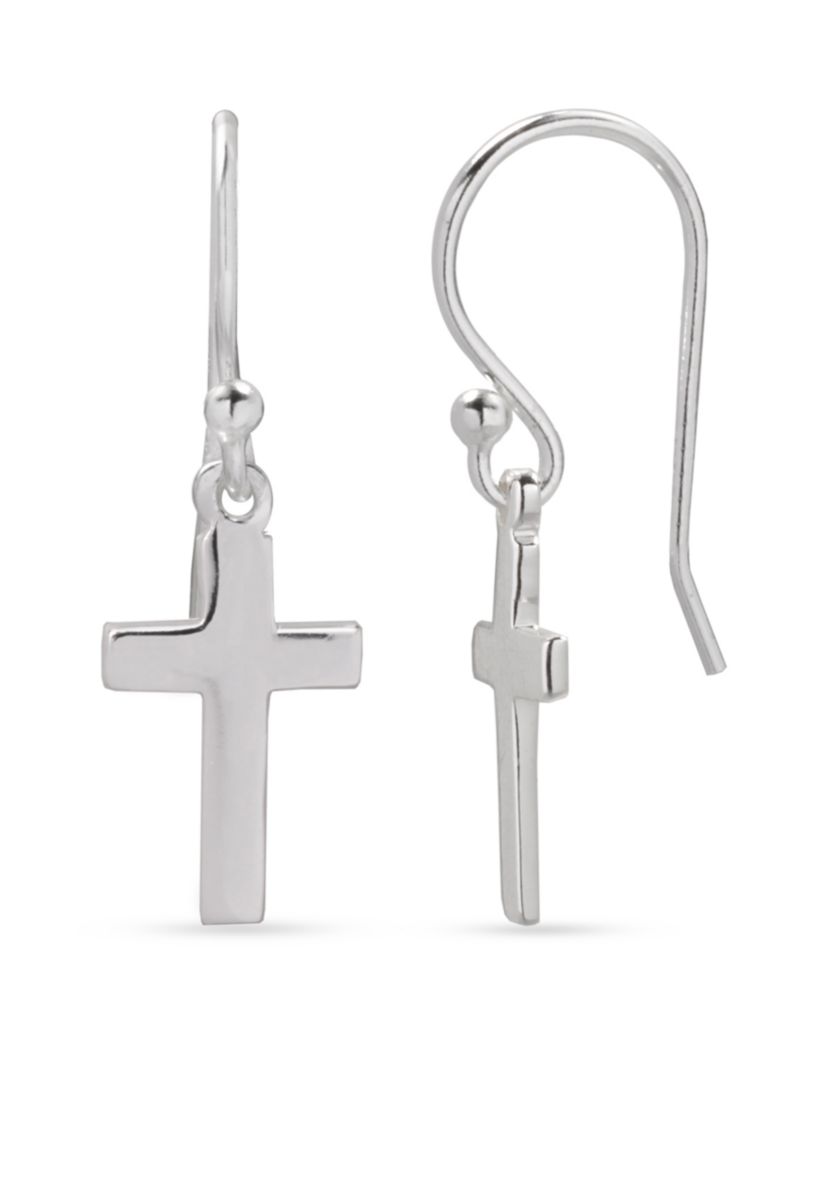 Simply Sterling Drop Cross Earrings