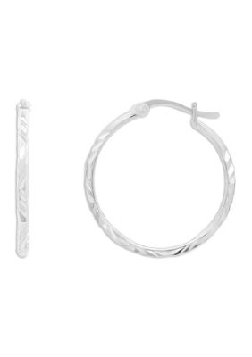 Belk Silverworks Sterling Siver 25 Millimeter Textured Clicktop Hoop Earrings