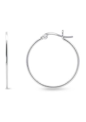 Belk Sterling Silver Sterling Silver Polished Slim Round Hoop Earrings