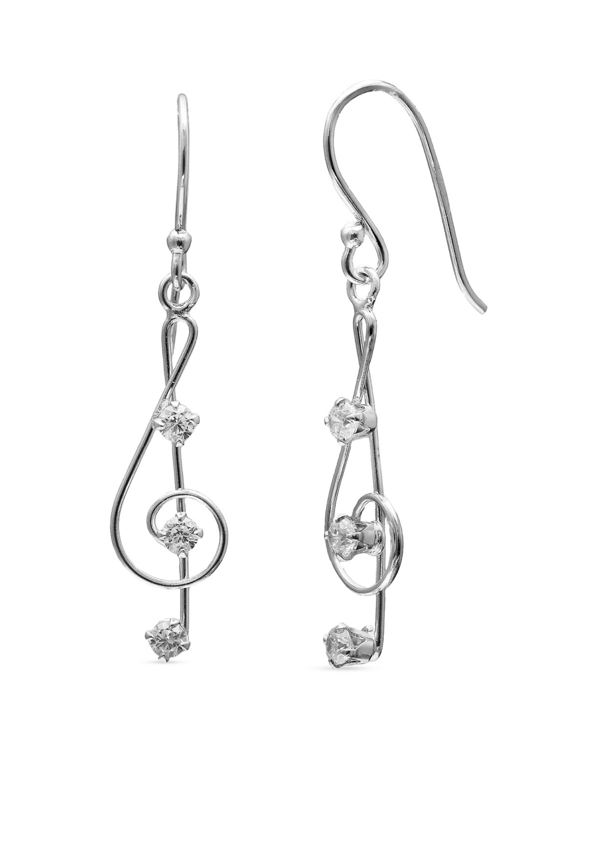 Simply Sterling Wire Music Note Drop Earrings