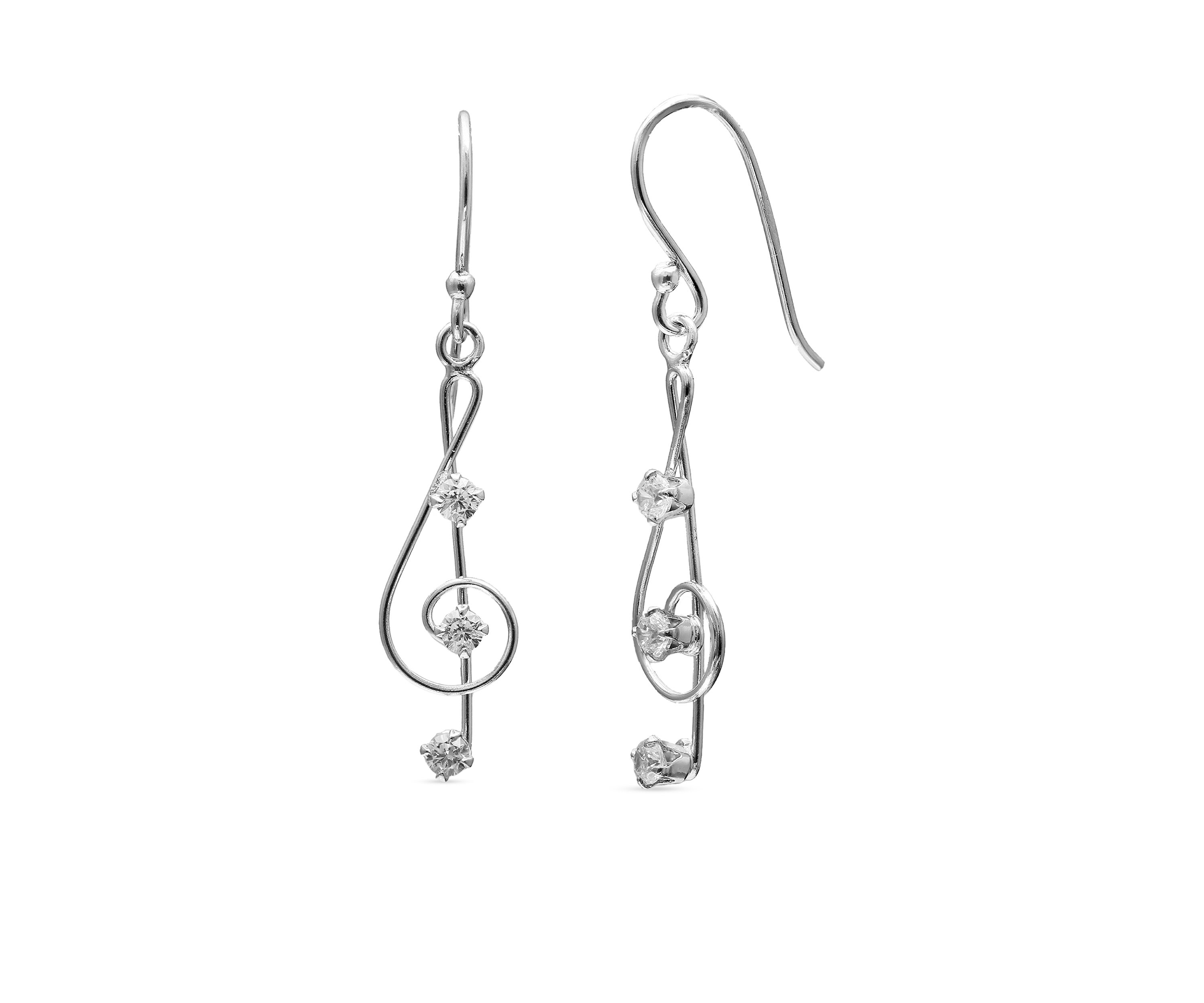 Simply Sterling Wire Music Note Drop Earrings