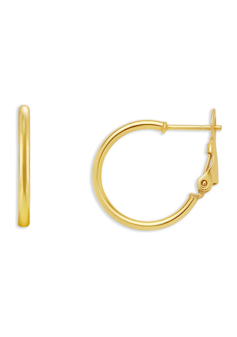 Gold Plated Sterling Silver 20 Millimeter Polished Hoop Earrings