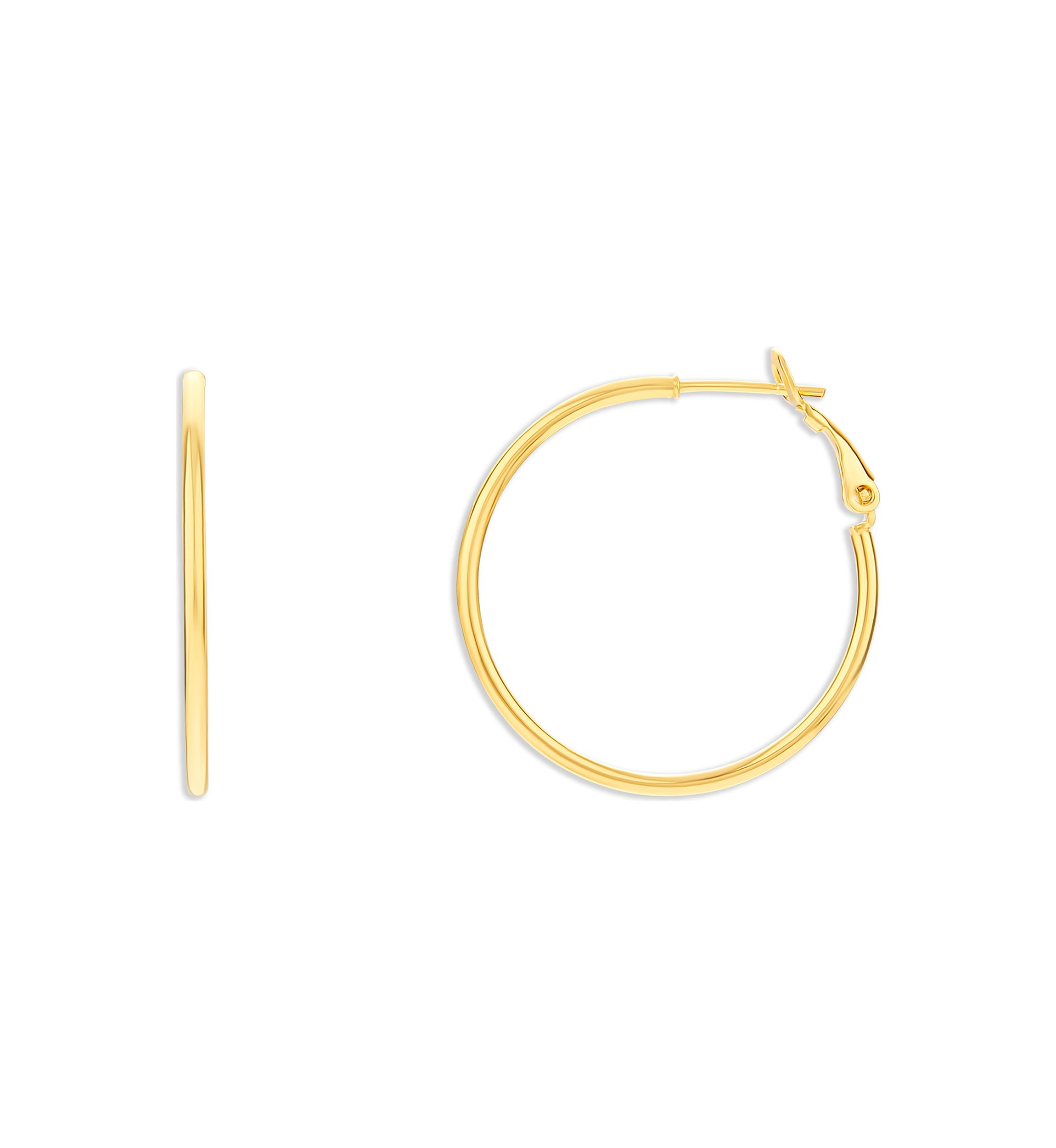 Gold Plated Sterling Silver 40 Millimeter Polished Hoop Earrings