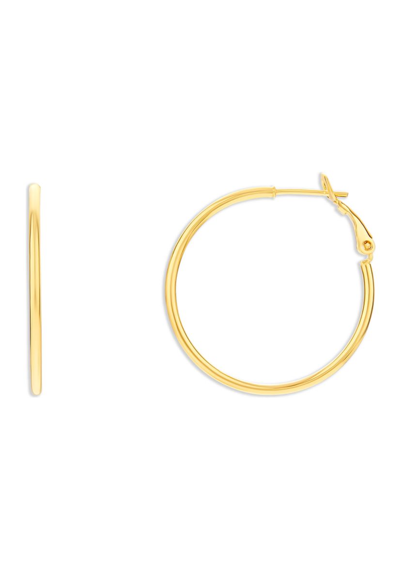 Gold Plated Sterling Silver 40 Millimeter Polished Hoop Earrings