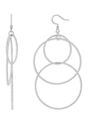Belk Silverworks Plated Textured Multi Circle Drop Earrings, Silver