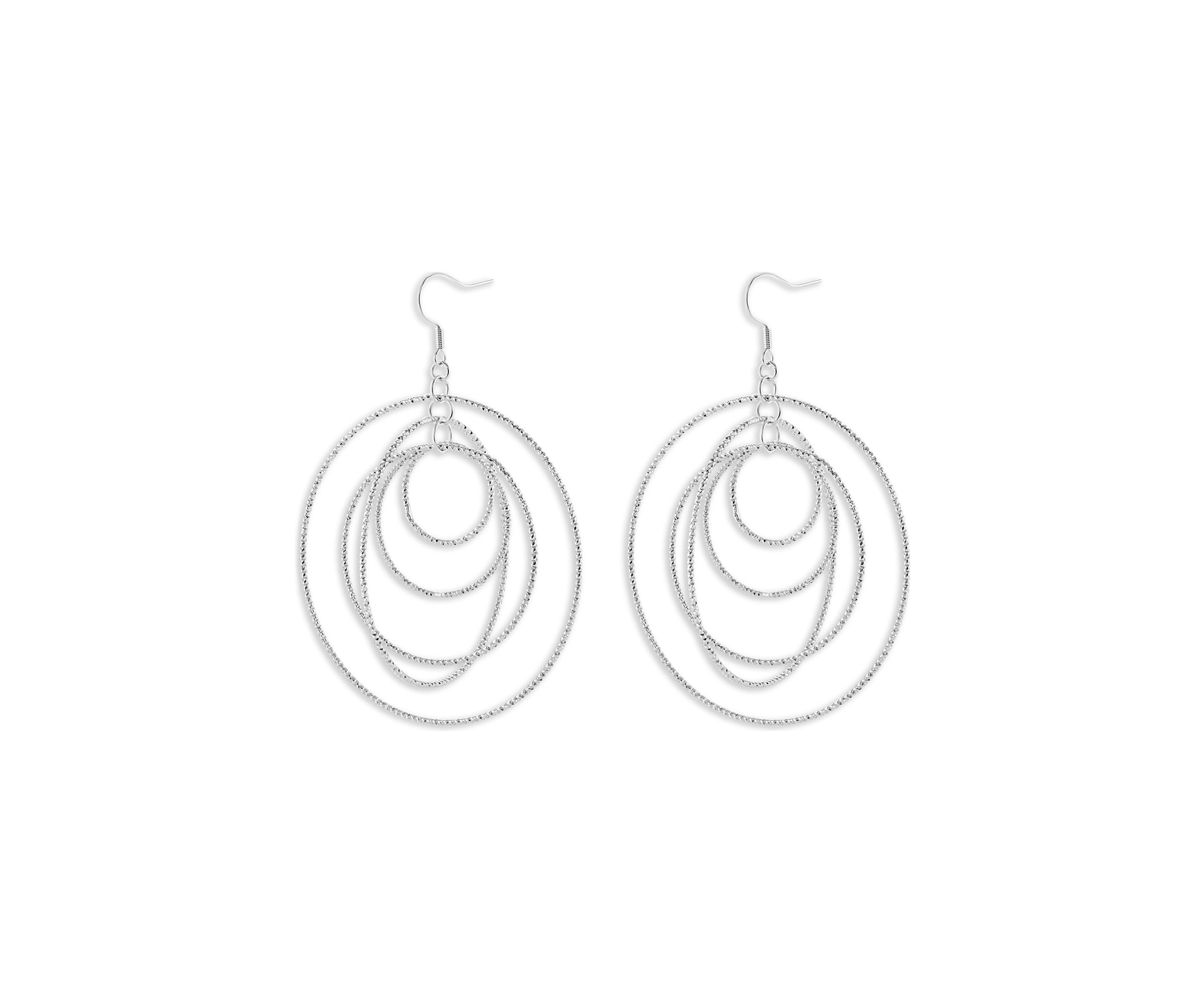 Plated Textured Multi Circle Drop Earrings