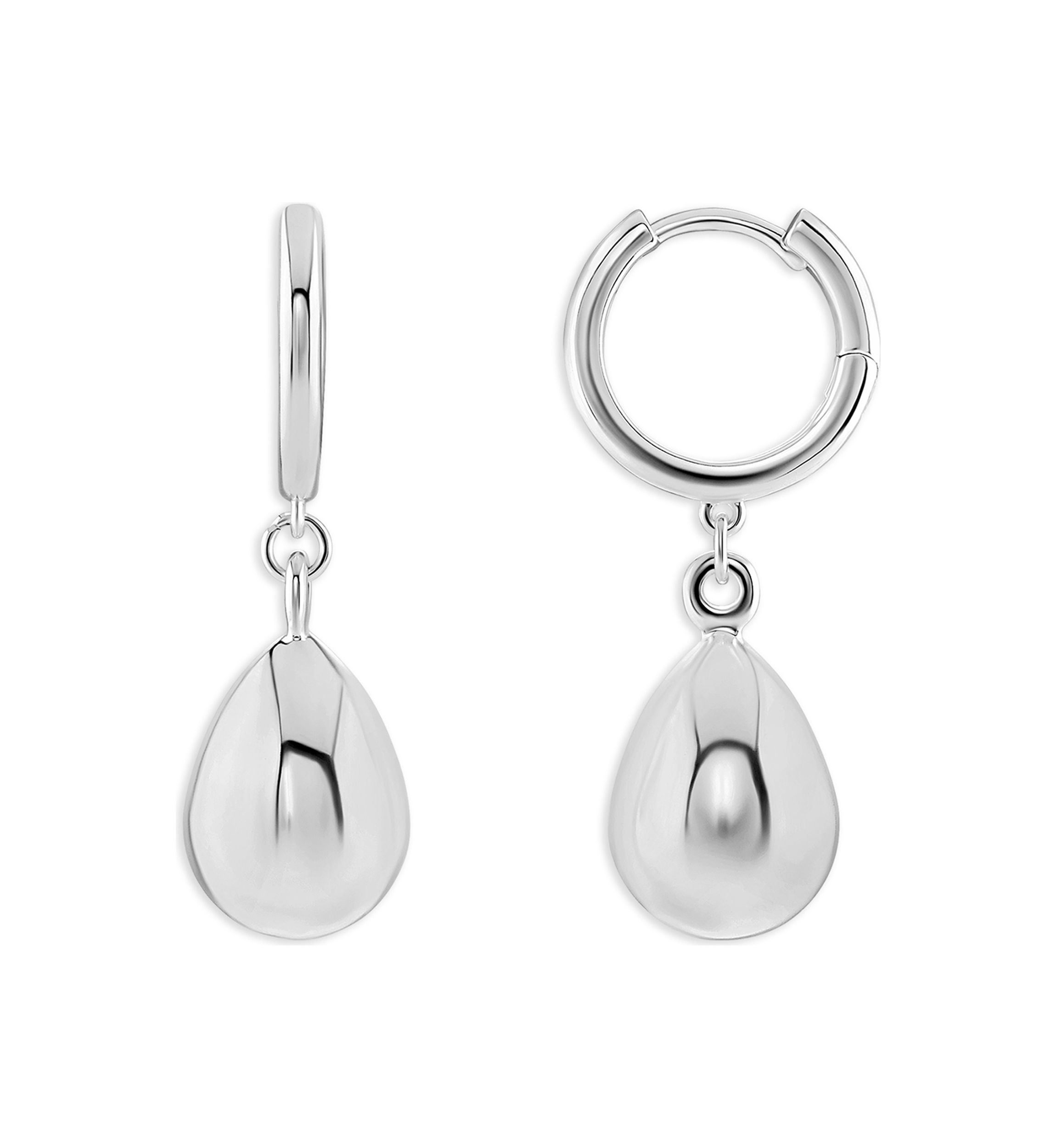 Plated Polished Hoop with Teardrop Earrings