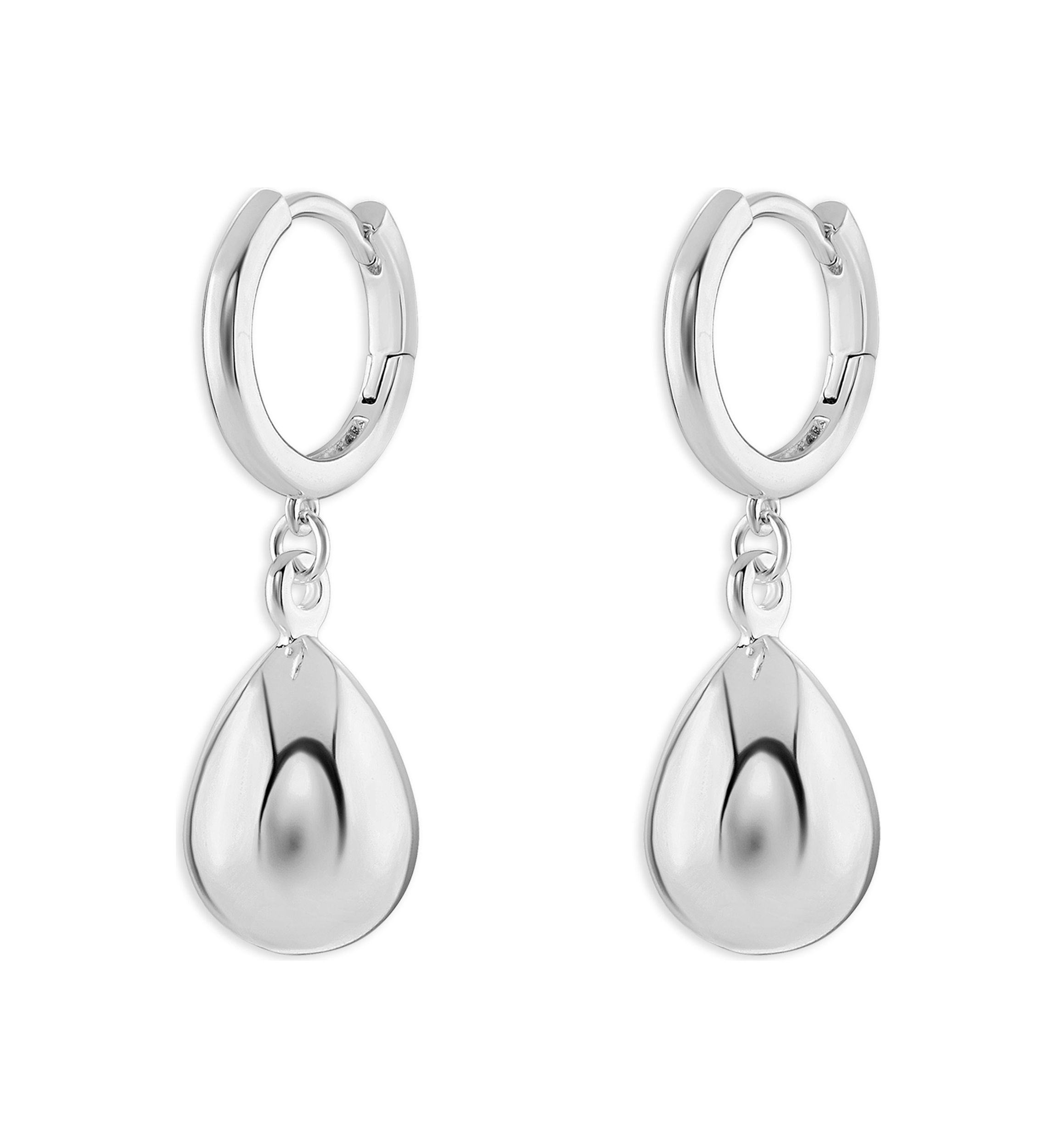 Plated Polished Hoop with Teardrop Earrings