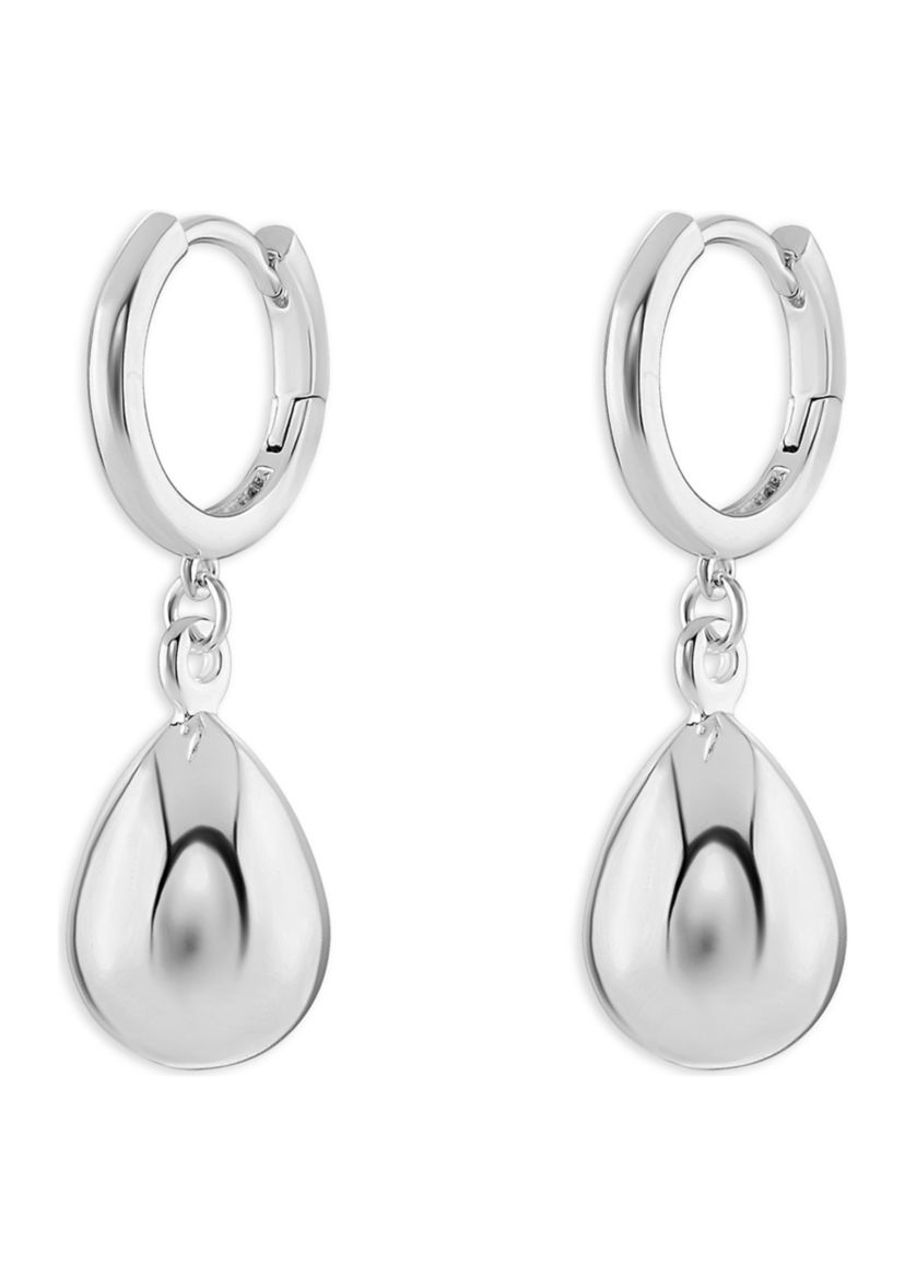 Plated Polished Hoop with Teardrop Earrings
