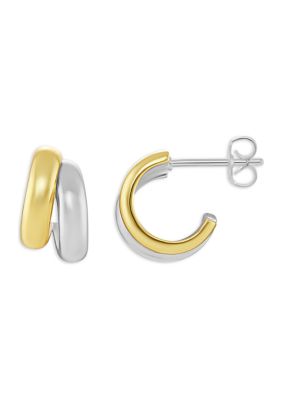 Belk Silverworks Plated Two Tone Polished Double C Hoop Earrings
