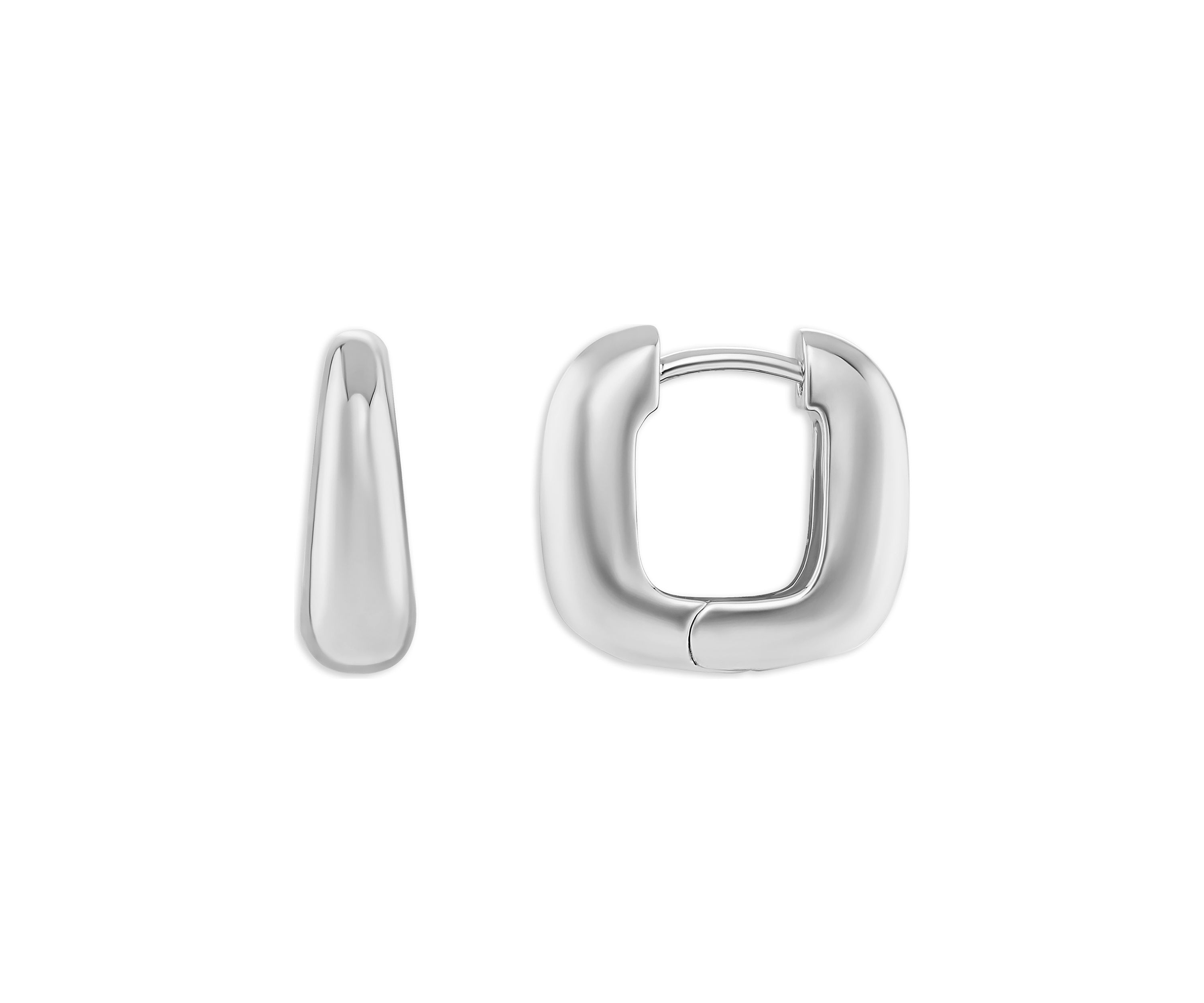 Plated Squared Huggie Click Top Earrings