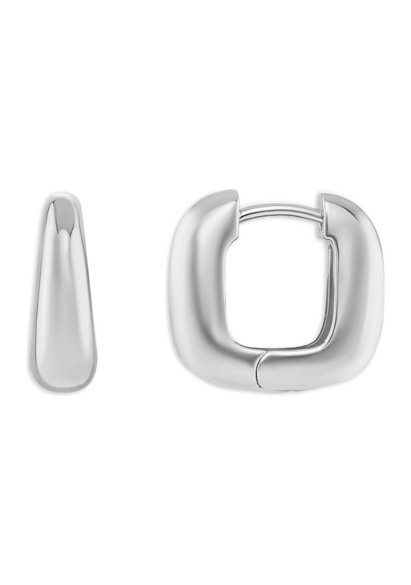 Plated Squared Huggie Click Top Earrings