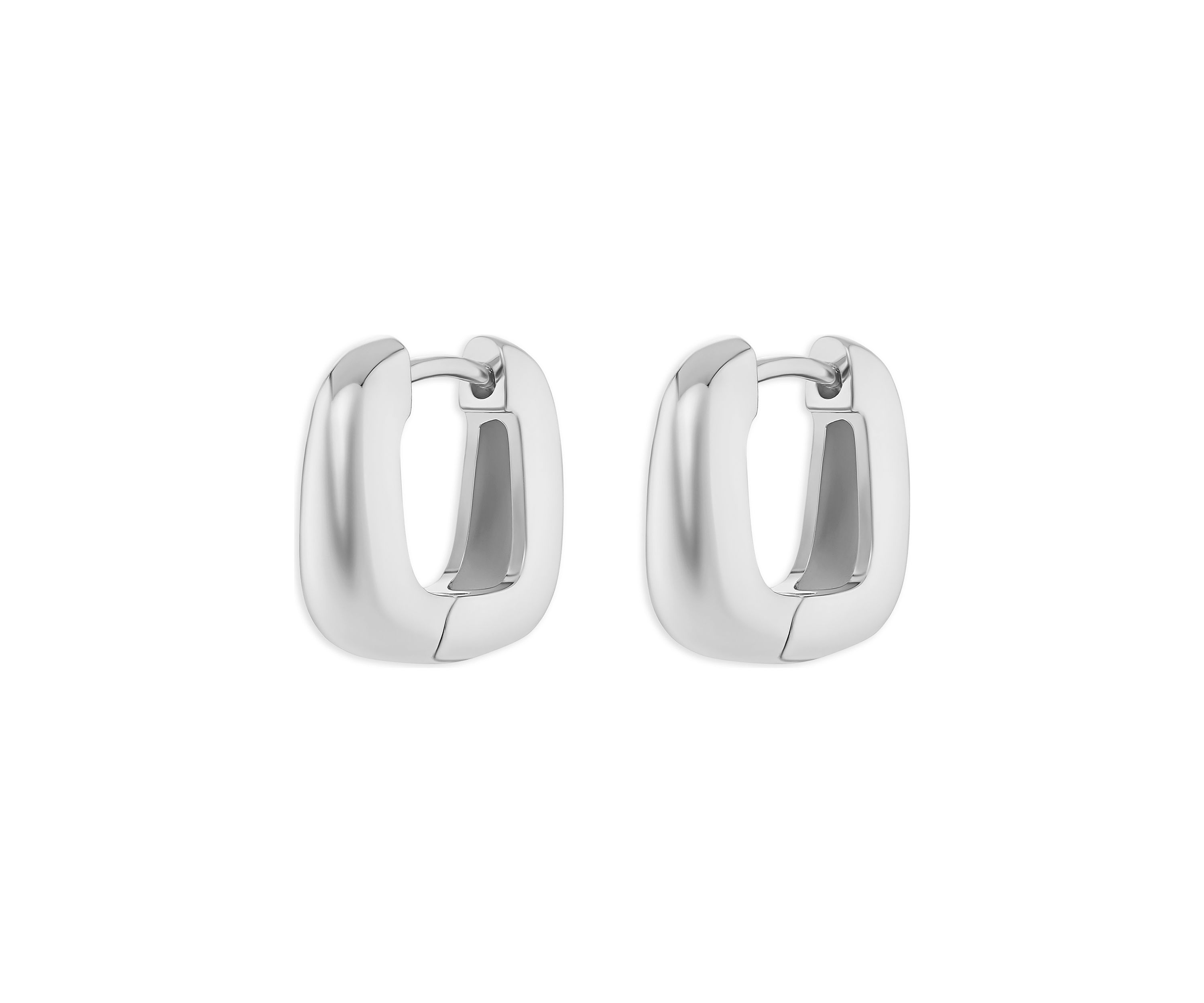 Plated Squared Huggie Click Top Earrings