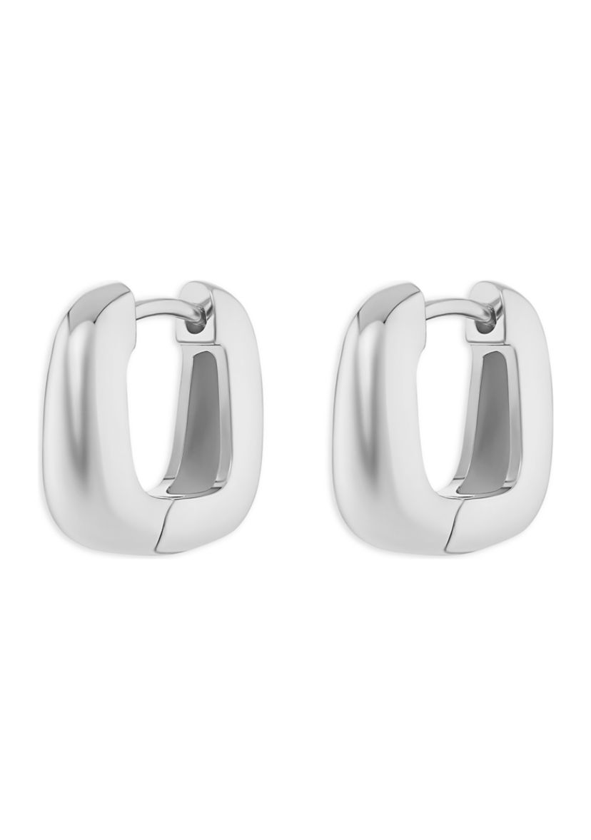Plated Squared Huggie Click Top Earrings