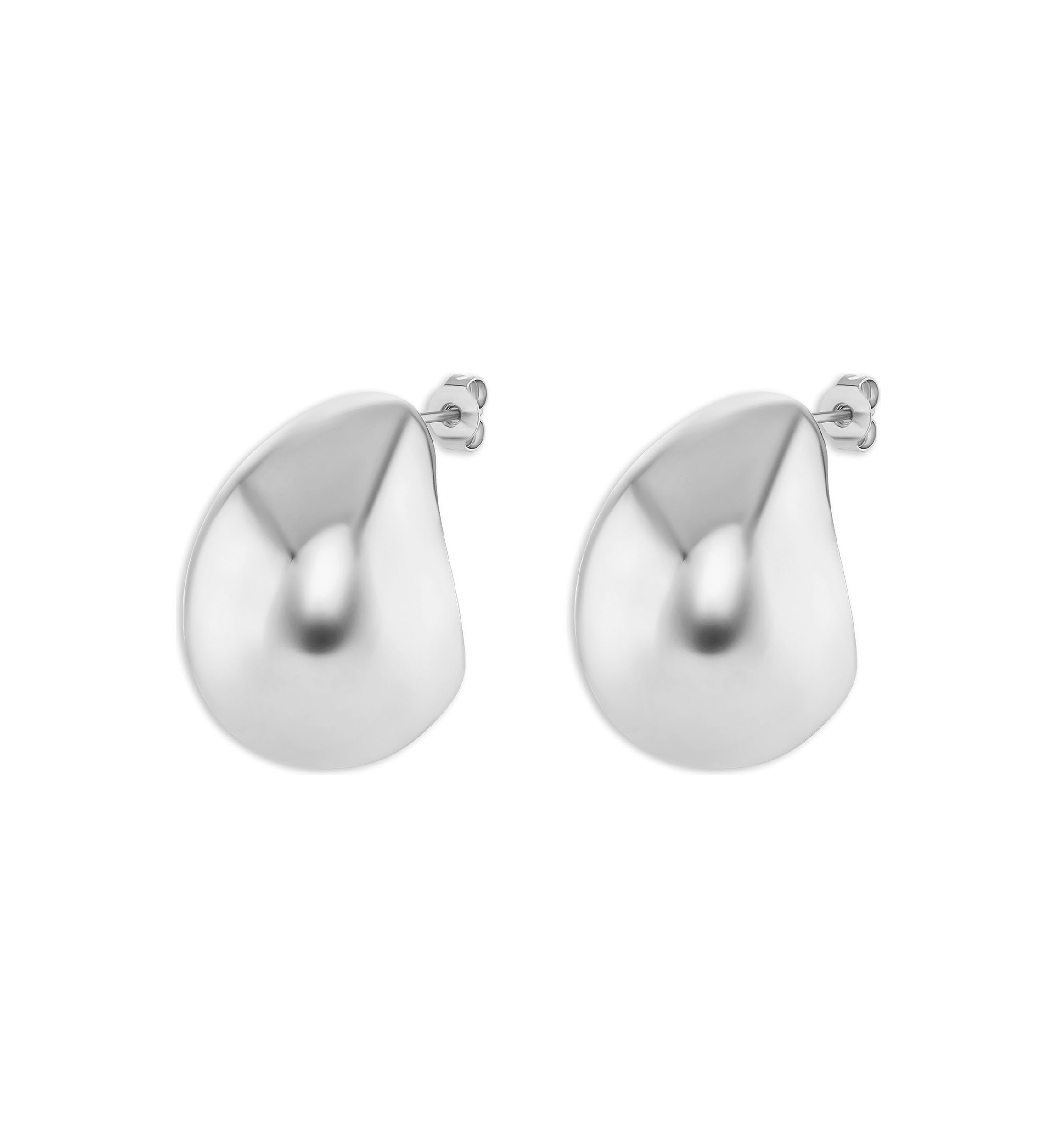 Plated Polished Teardrop Stud Earrings