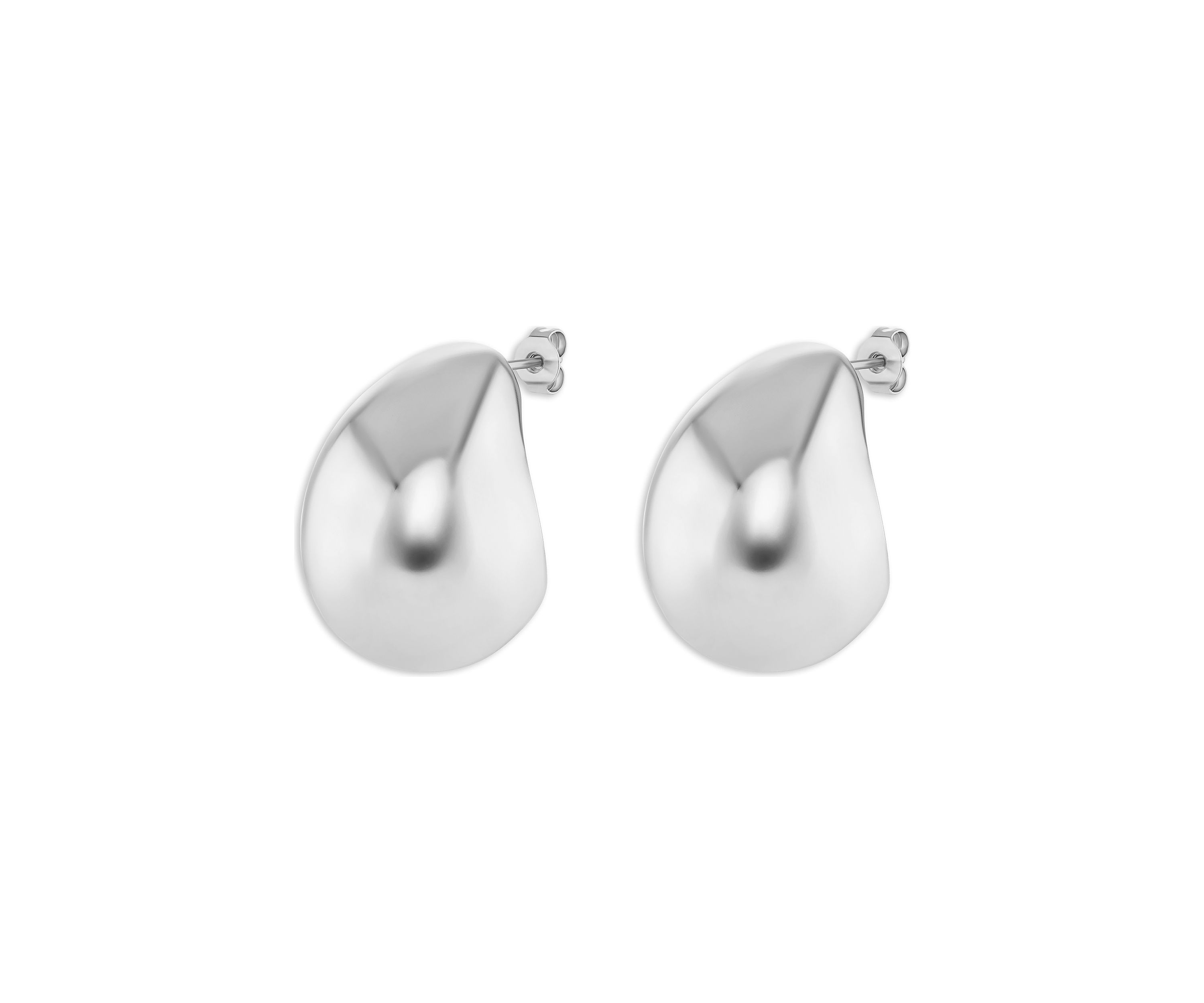 Plated Polished Teardrop Stud Earrings