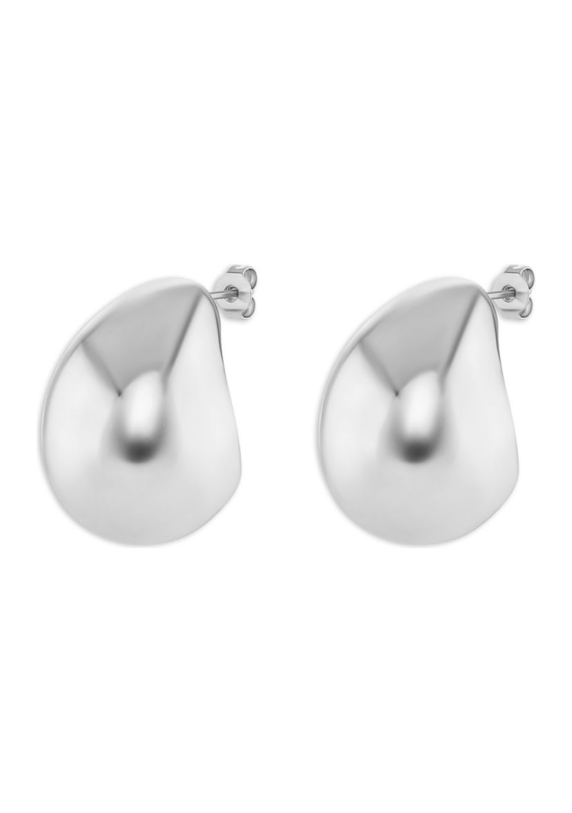 Plated Polished Teardrop Stud Earrings