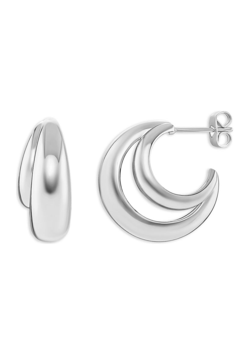 Plated Double Graduated C-Hoop Earrings