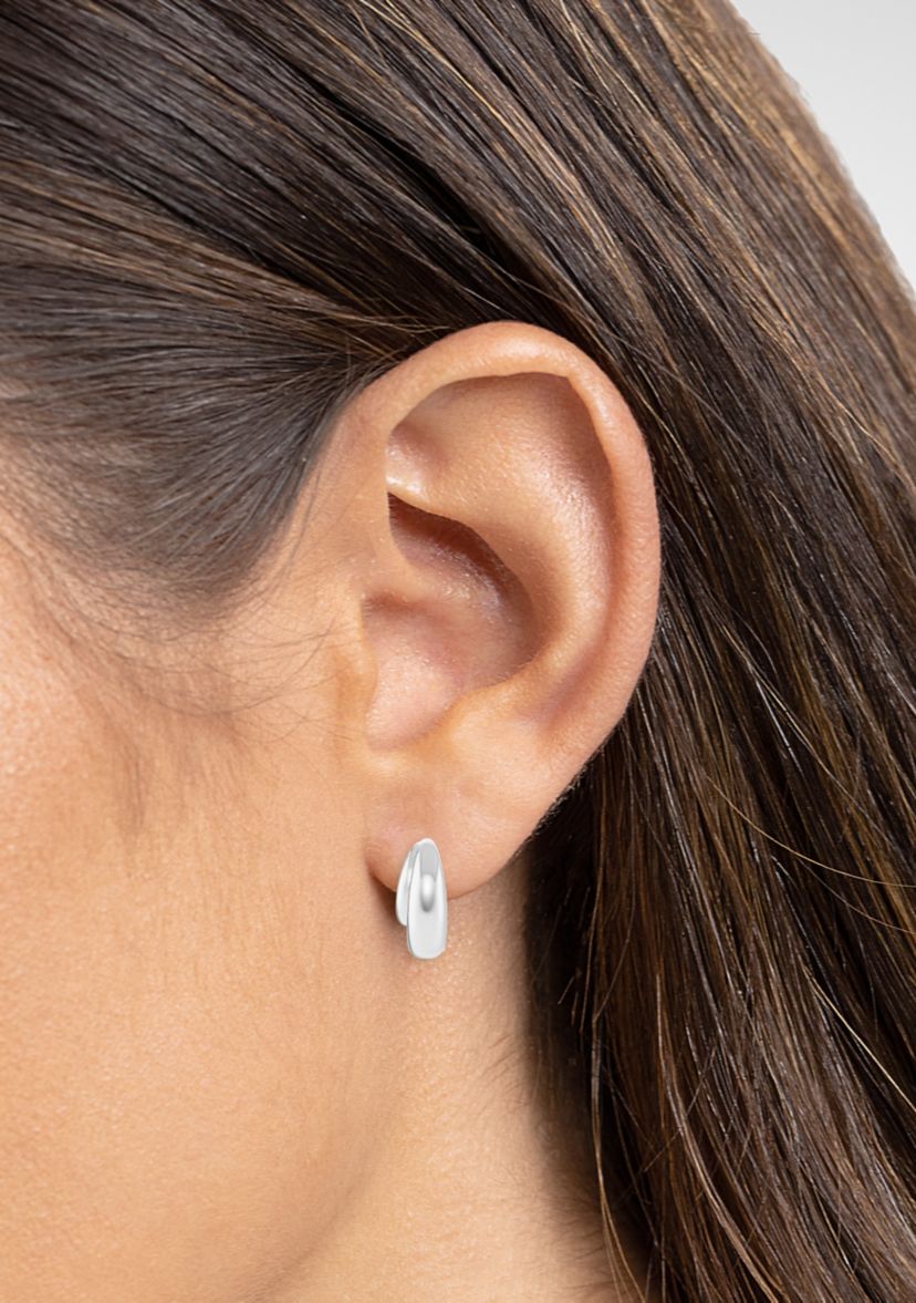 Plated Double Graduated C-Hoop Earrings