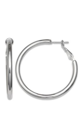 Belk Silverworks Silver Plated Polished Hoop Paddle Back Earrings