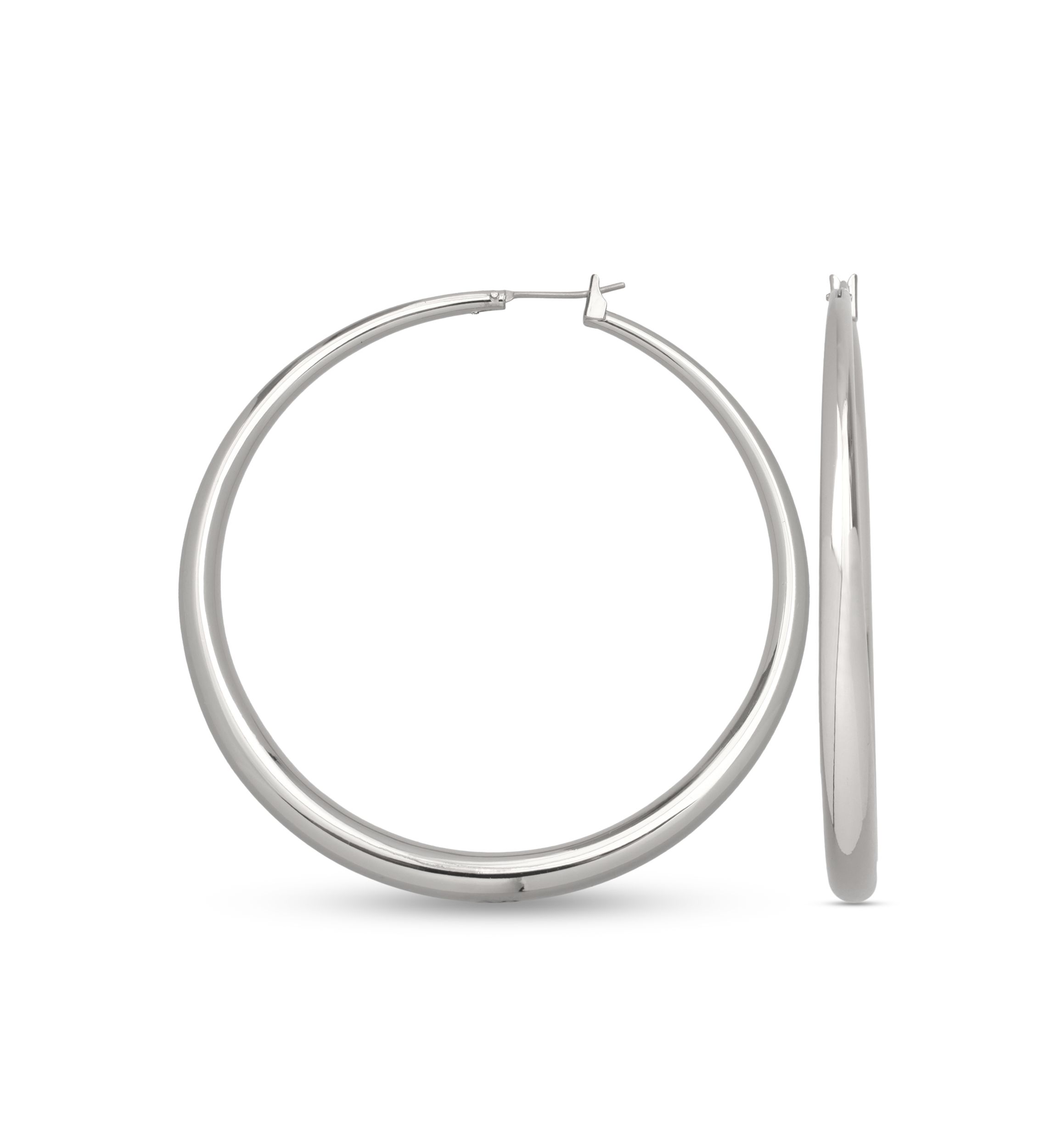 Fine Silver Plated Round Graduated Hoop Earrings