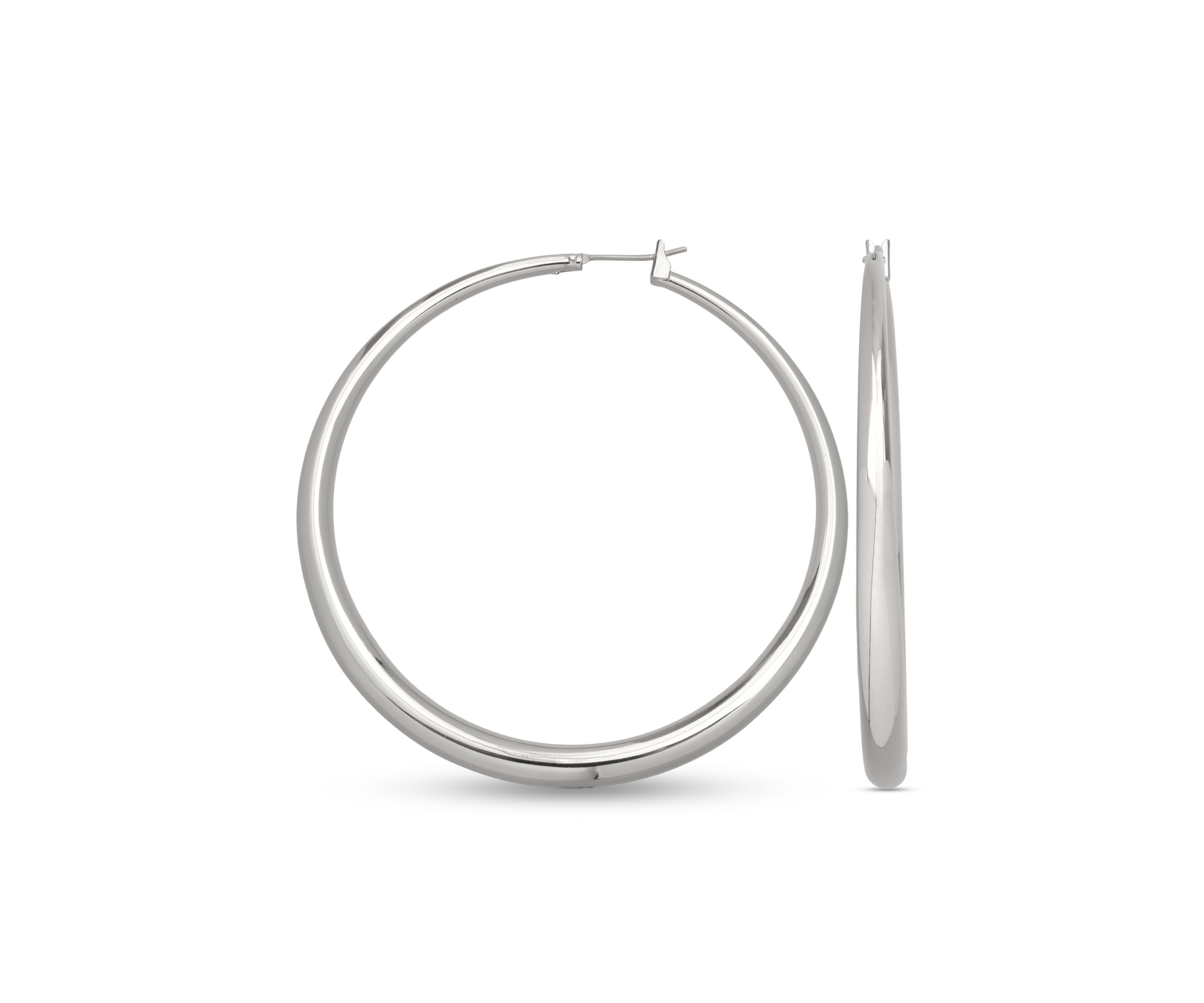 Fine Silver Plated Round Graduated Hoop Earrings