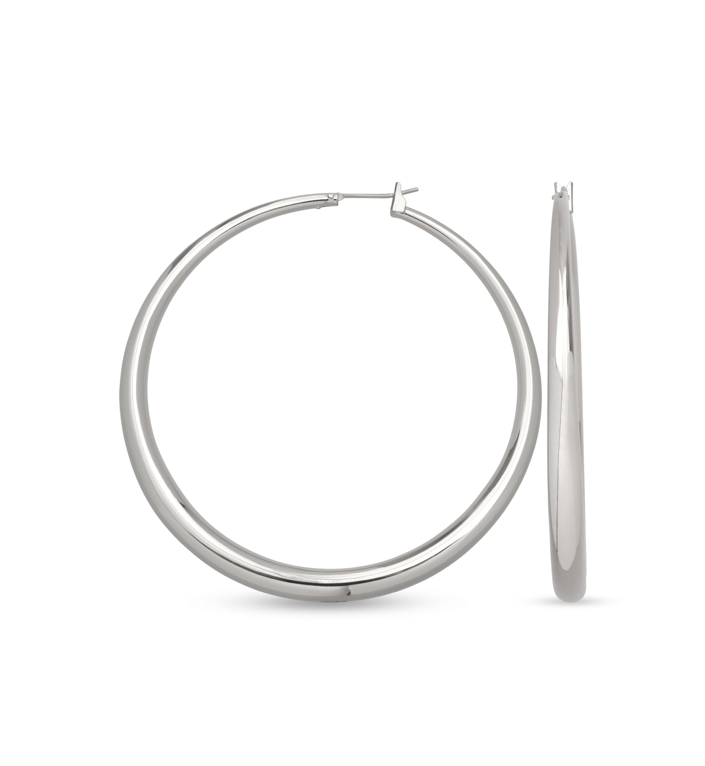 Fine Silver Plated Round Graduated Hoop Earrings