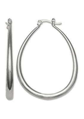 Belk Silverworks Oval Hoop Earrings in Silver Plated Metal