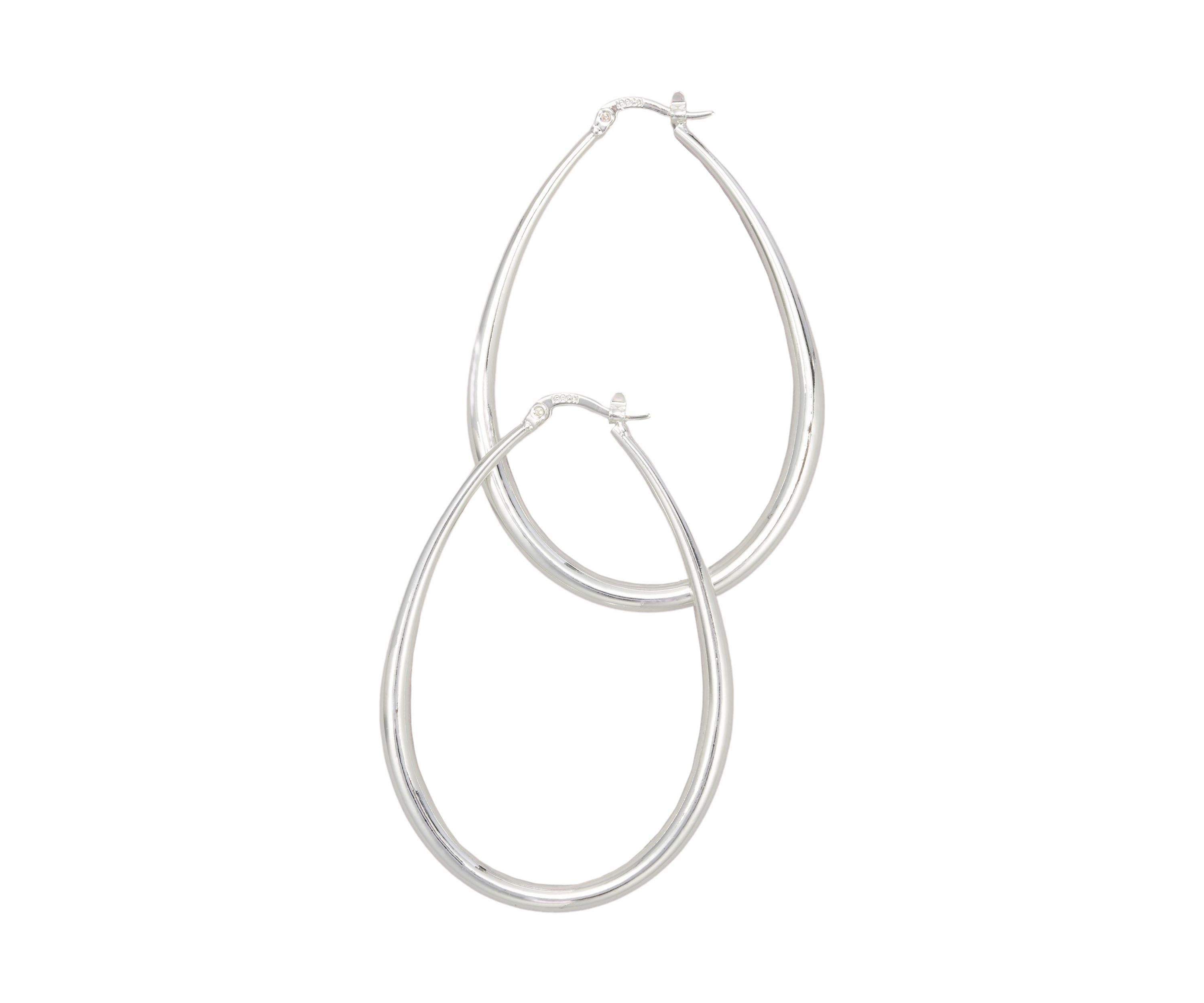 Polished Oval Click Top Hoop Earrings