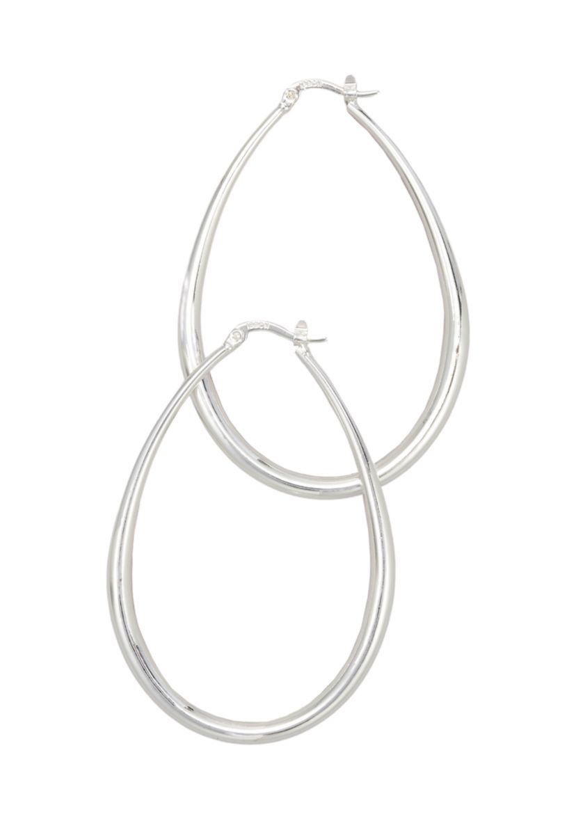 Polished Oval Click Top Hoop Earrings