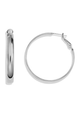 Belk Silverworks Wide Hoop Earrings in Silver Plated Metal