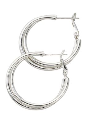 Belk Silverworks Silver Tone Double Hoop Earrings