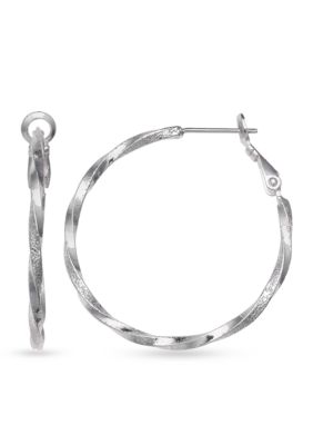 Belk Silverworks Fine Silver Plate Polished Twisted Textured Hoop ...