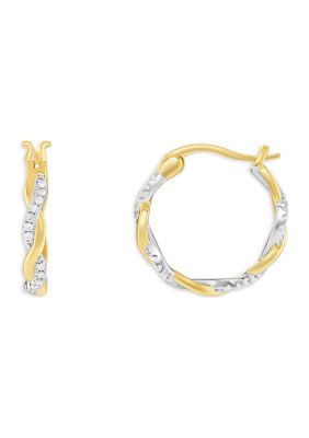 Belk Silverworks Plated Cubic Zirconia Twisted Hoop Earrings