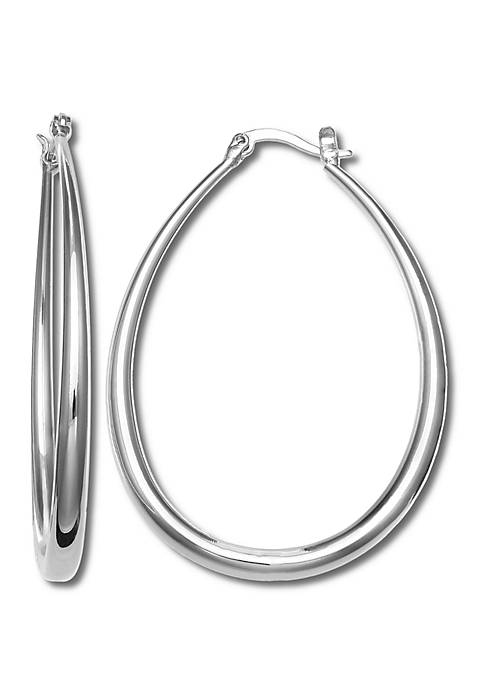 Belk Silverworks Polished Graduated Oval Hoop Earrings with