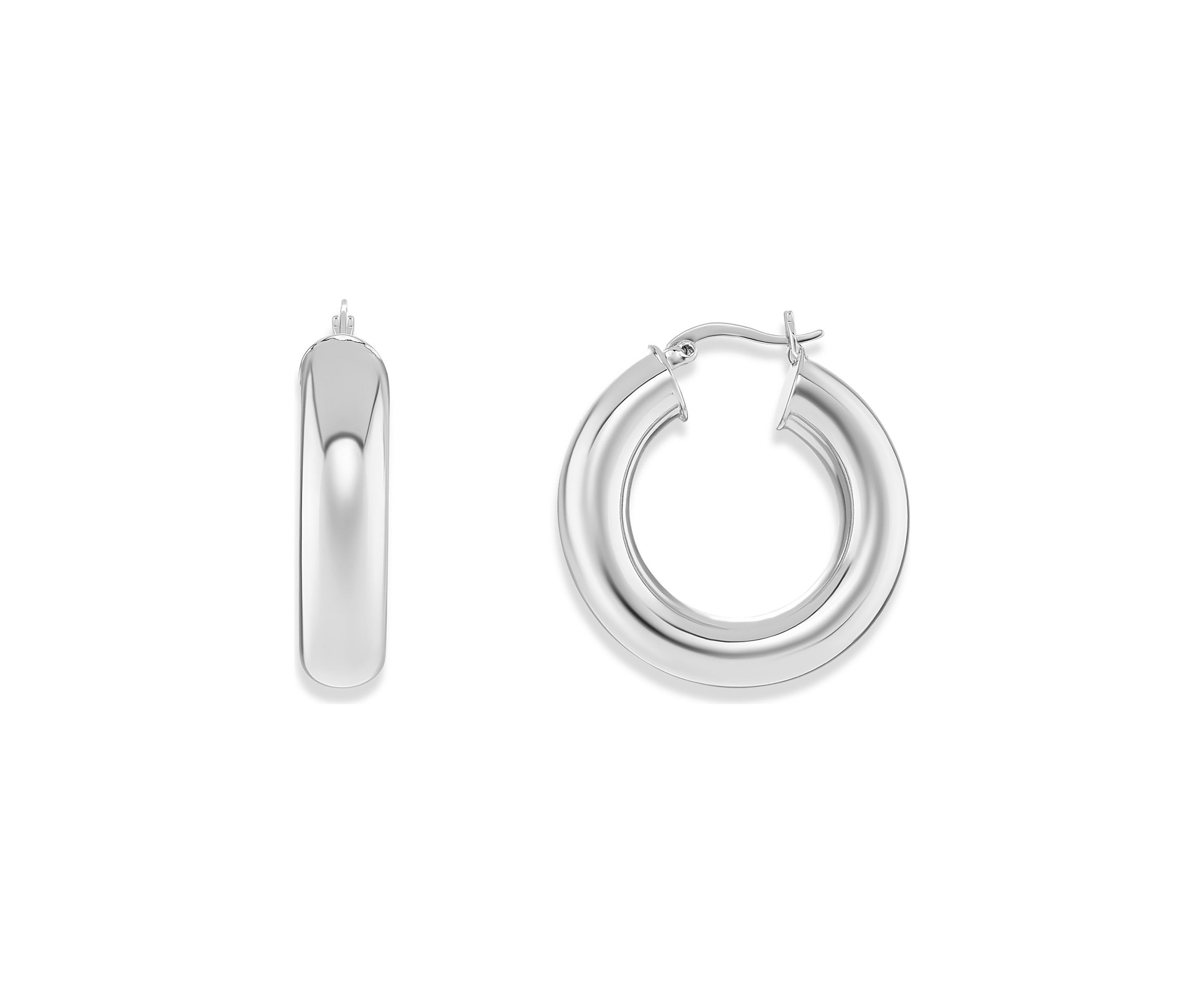 Silver Plated Tube Hoop Earrings