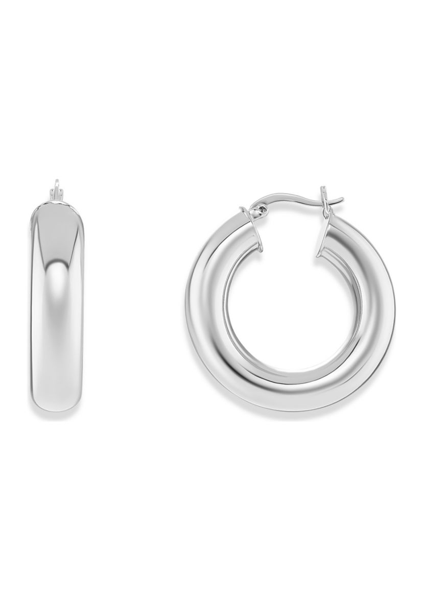 Silver Plated Tube Hoop Earrings