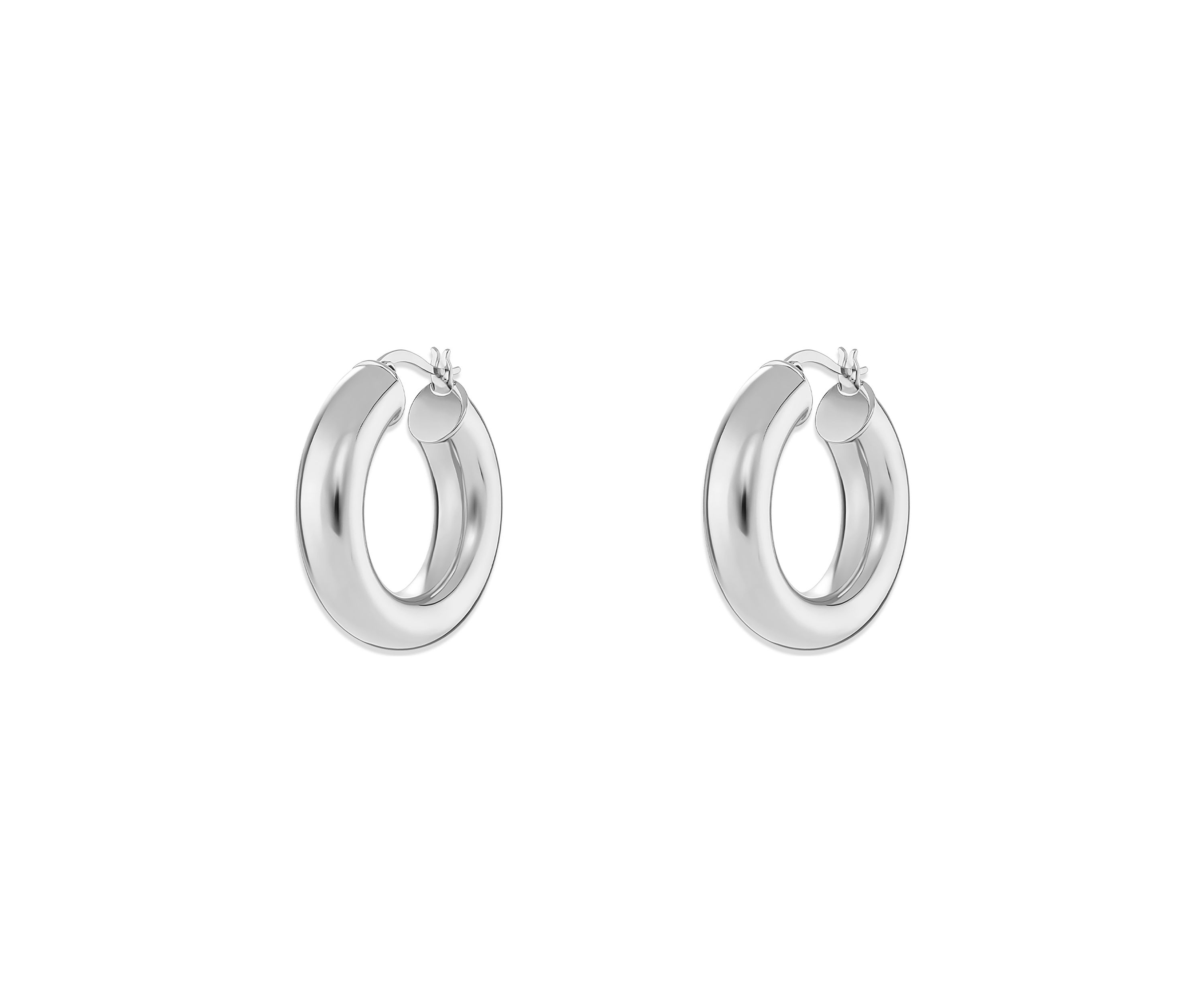 Silver Plated Tube Hoop Earrings