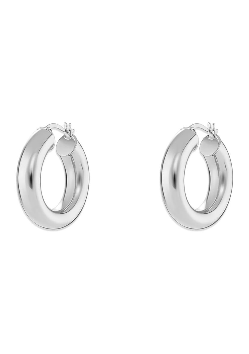 Silver Plated Tube Hoop Earrings