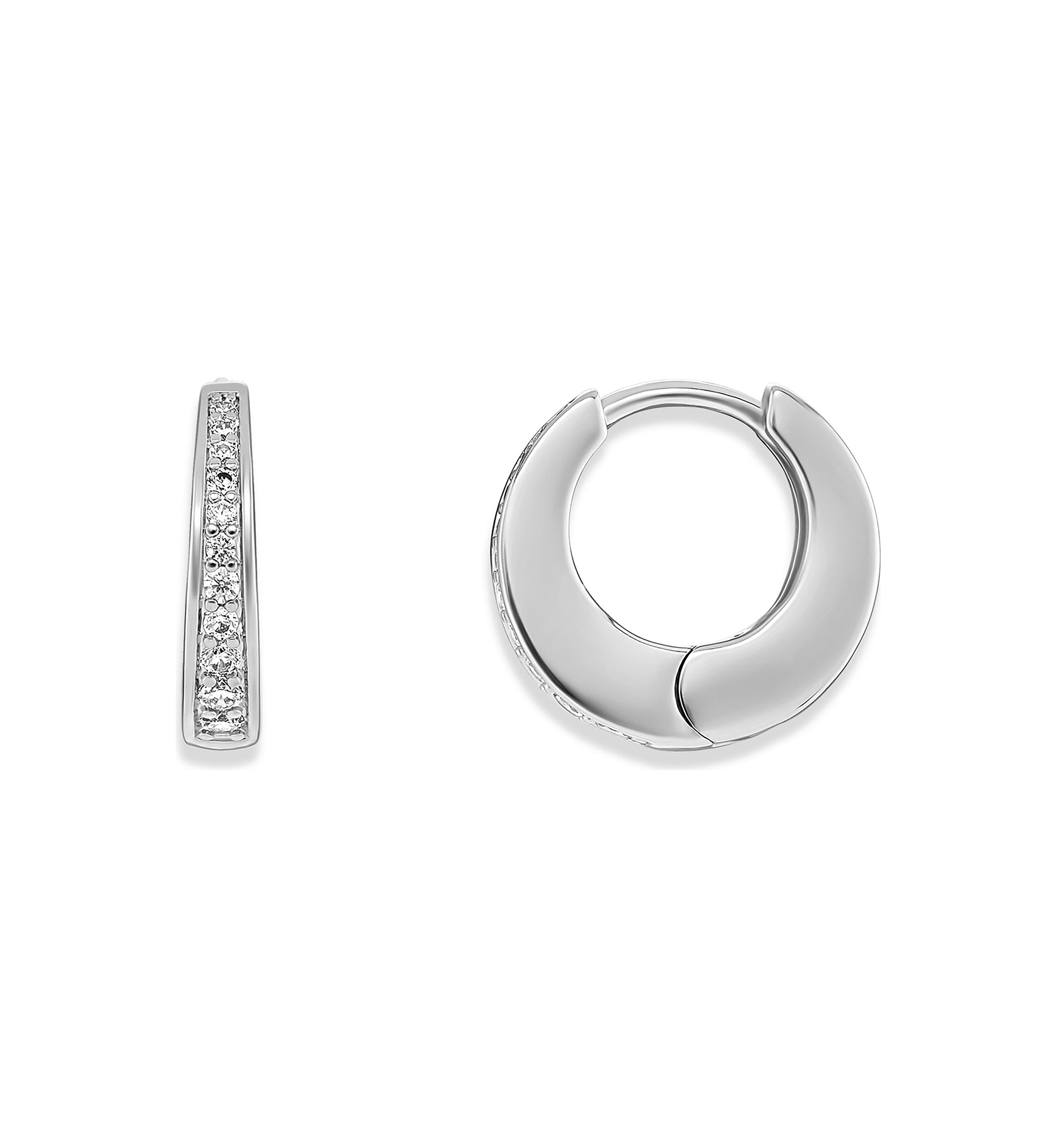 Silver Tone Pavé Hoop Earrings