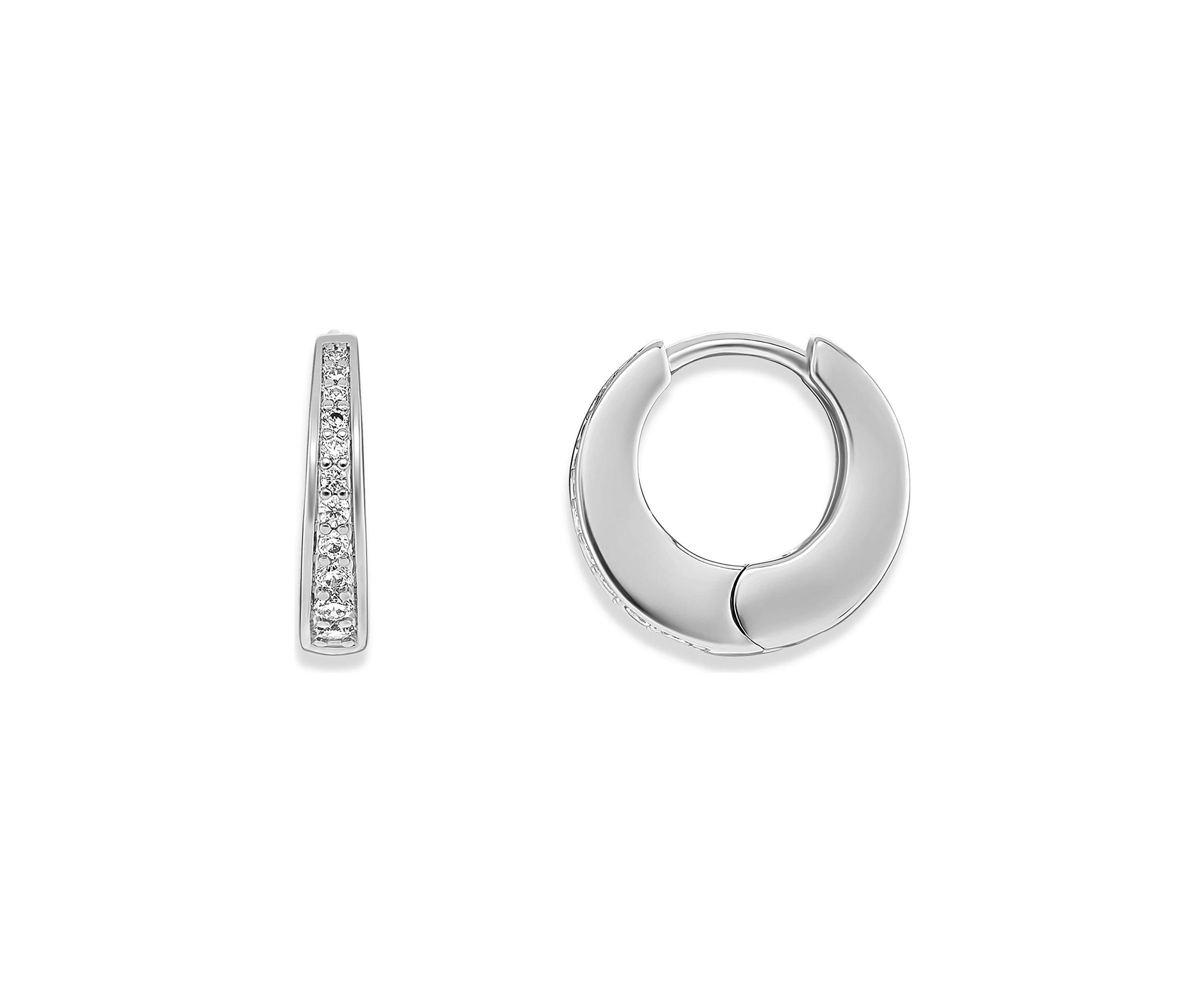 Silver Tone Pavé Hoop Earrings
