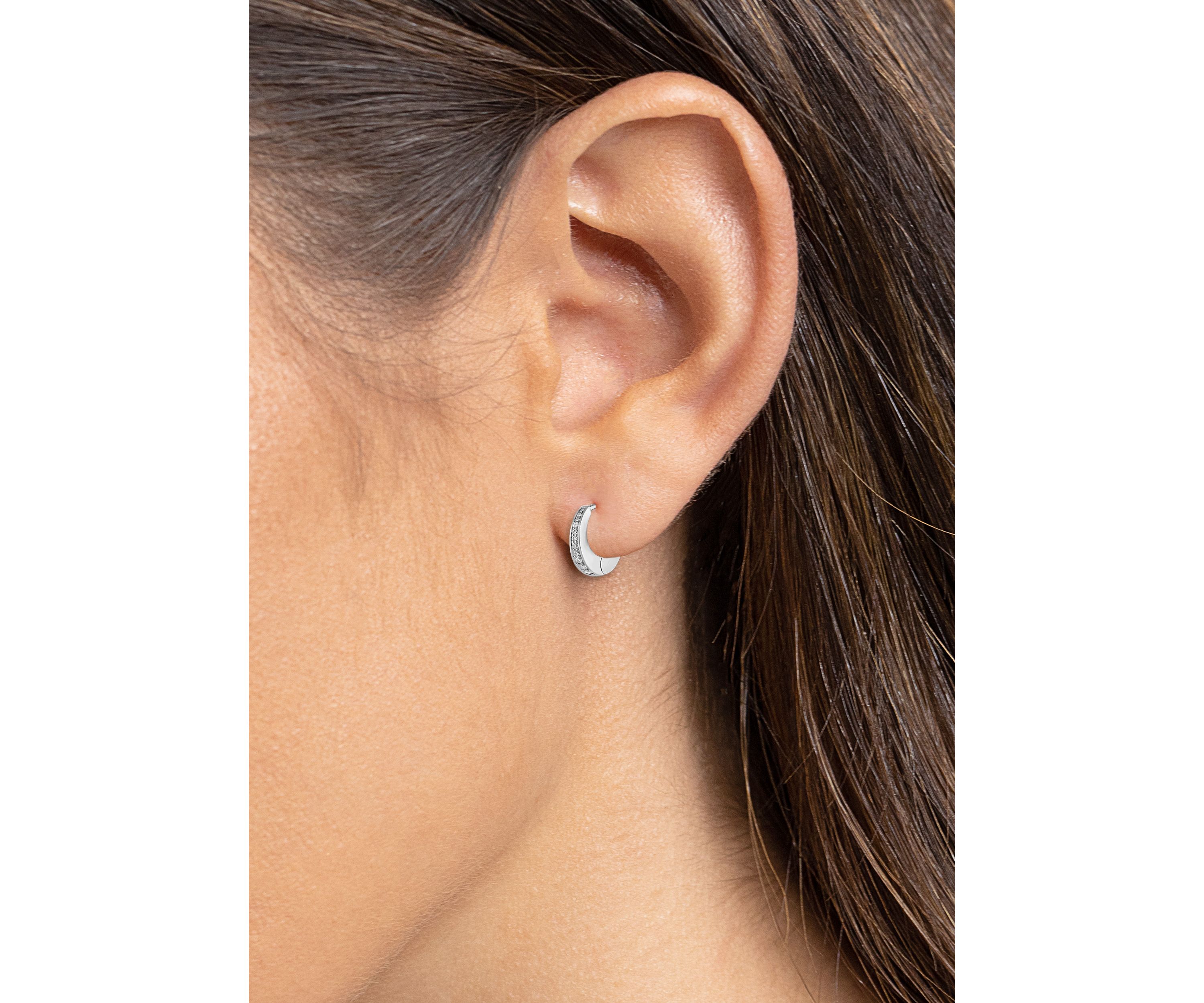 Silver Tone Pavé Hoop Earrings