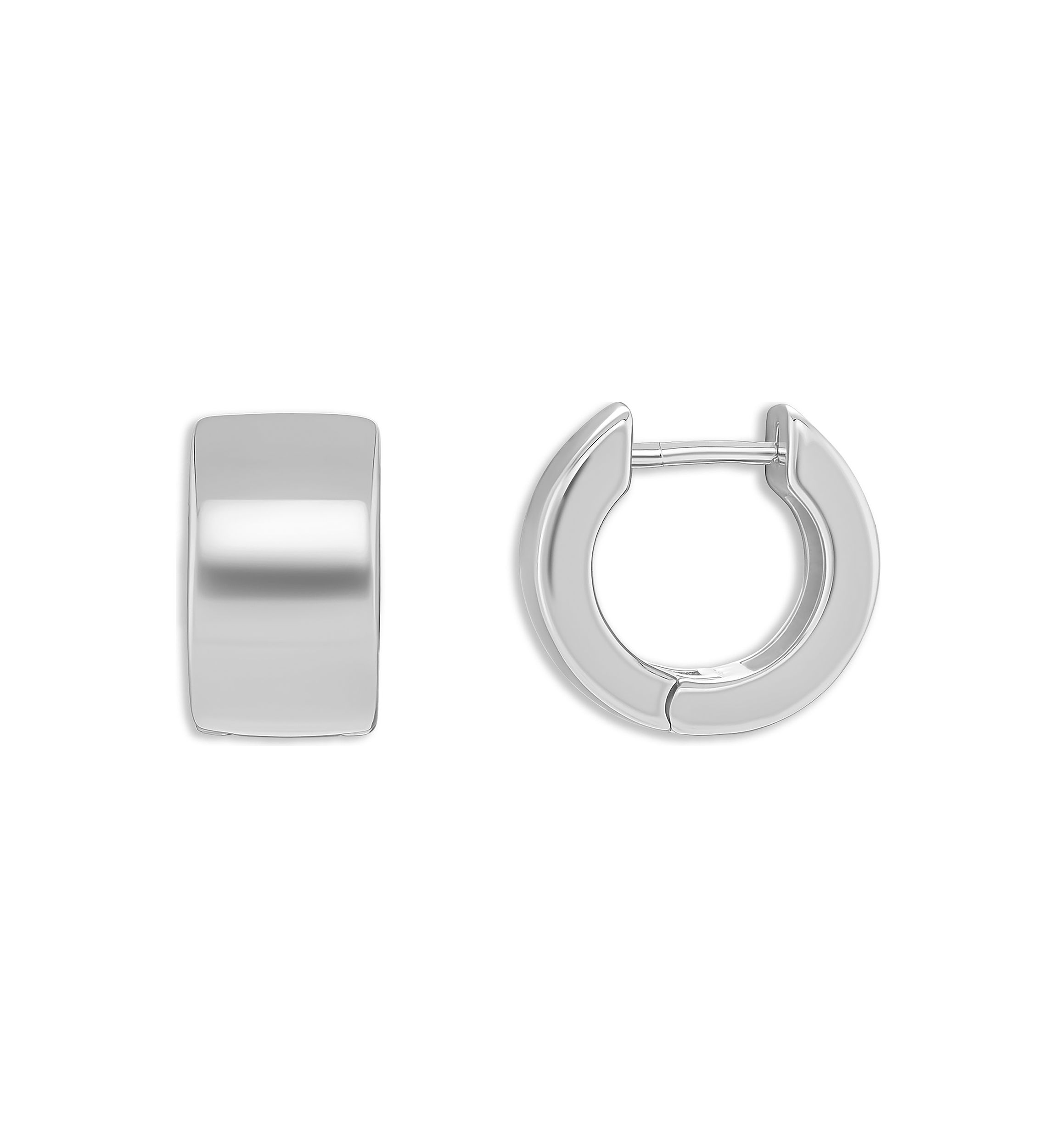 Silver Plated 15 Millimeter Polished Huggie Hoop Earrings