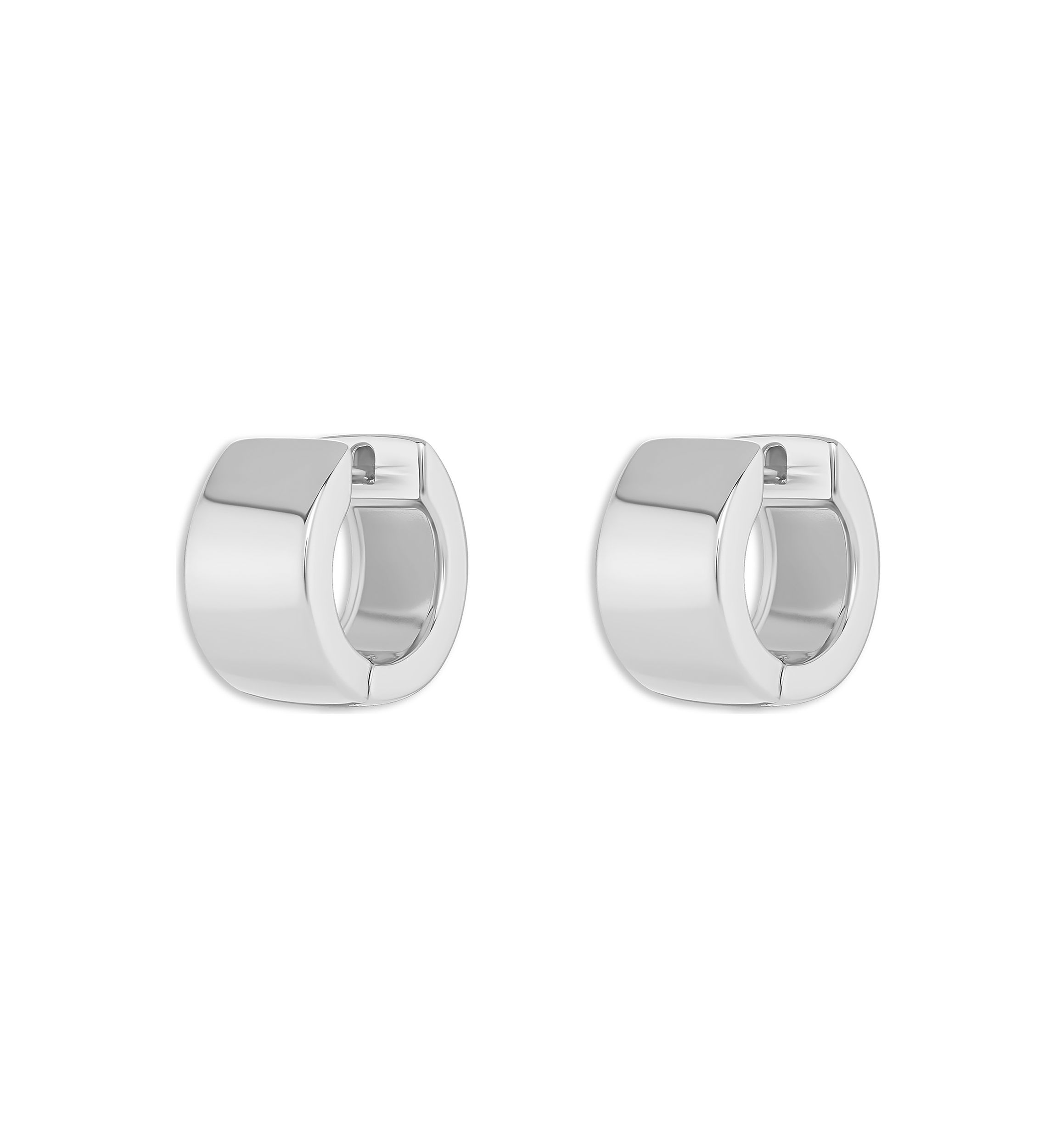 Silver Plated 15 Millimeter Polished Huggie Hoop Earrings