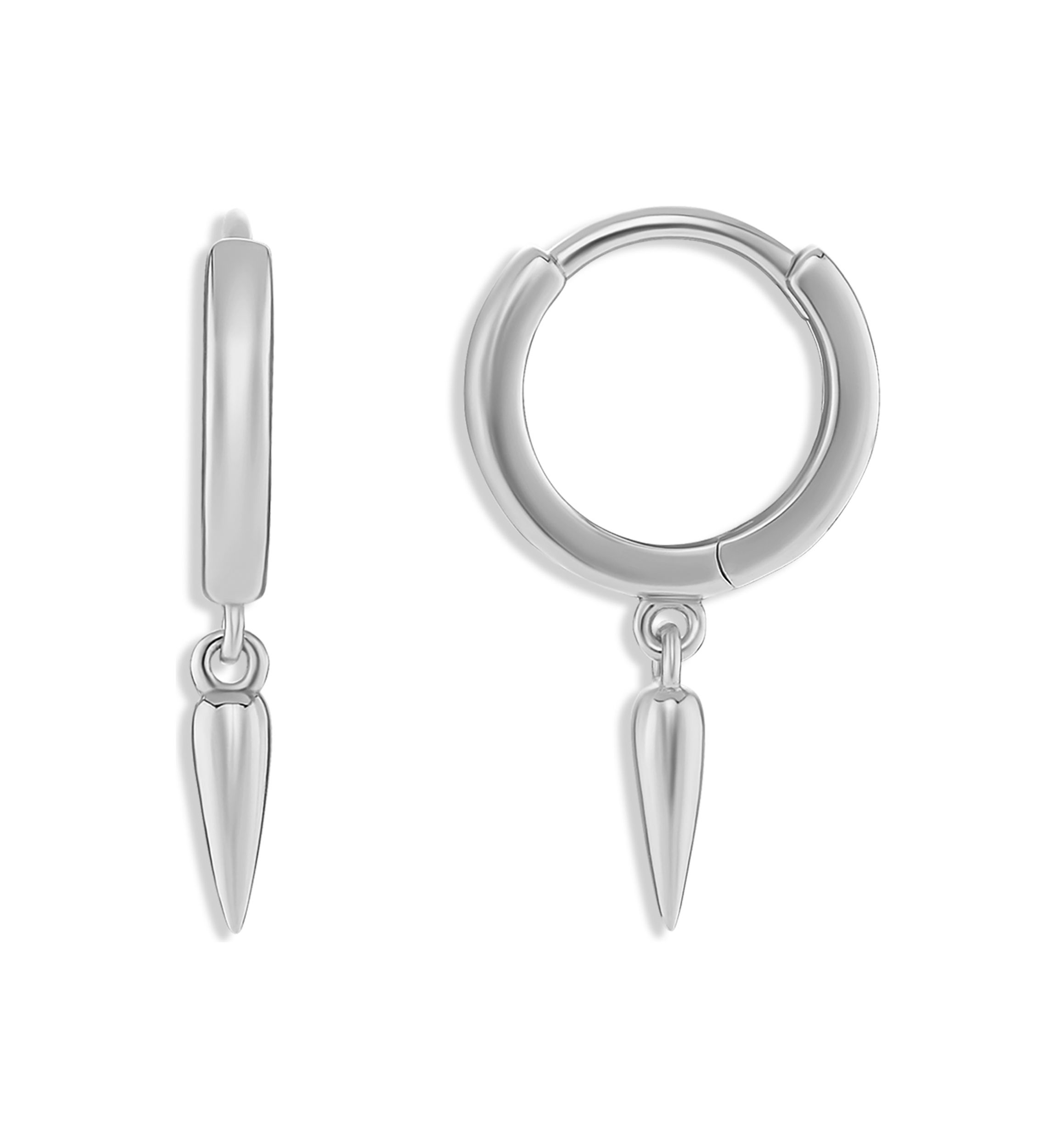 Silver Tone Polished Graduated Huggie Hoop Earrings