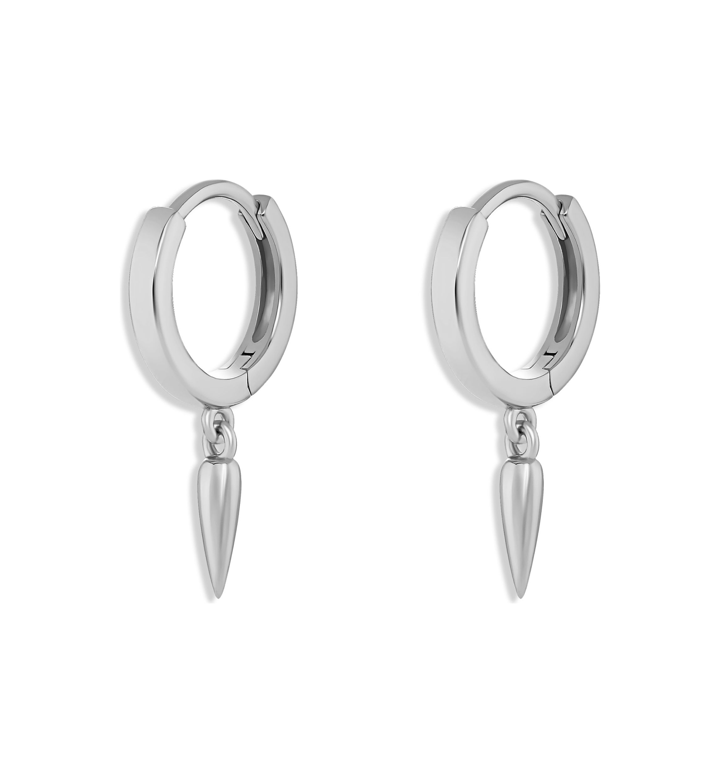 Silver Tone Polished Graduated Huggie Hoop Earrings