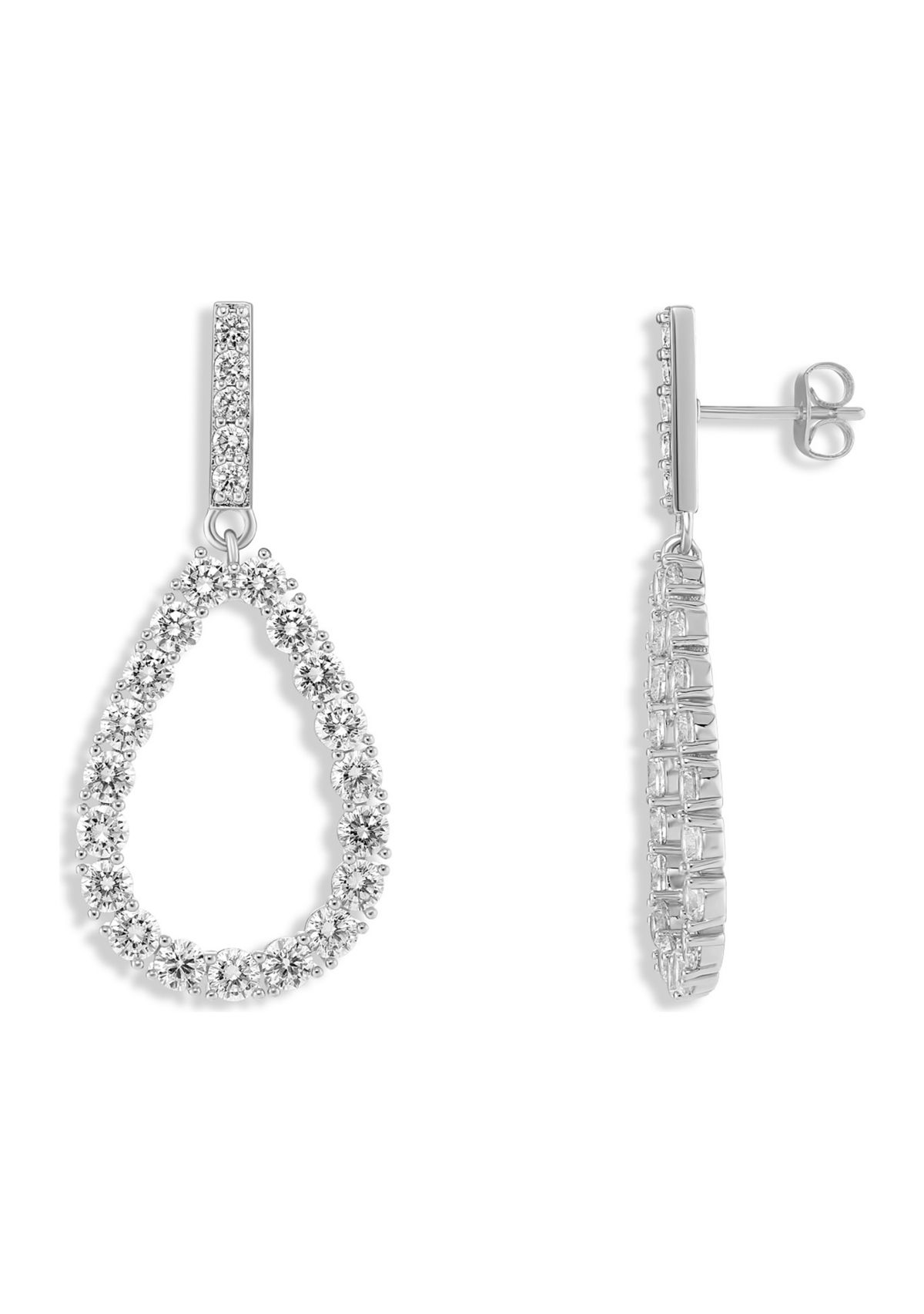 Silver Plated Cubic Zirconia Hoops