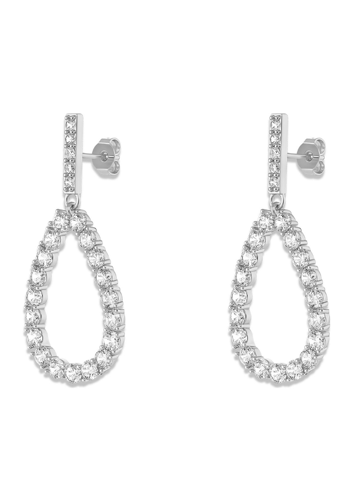Silver Plated Cubic Zirconia Hoops