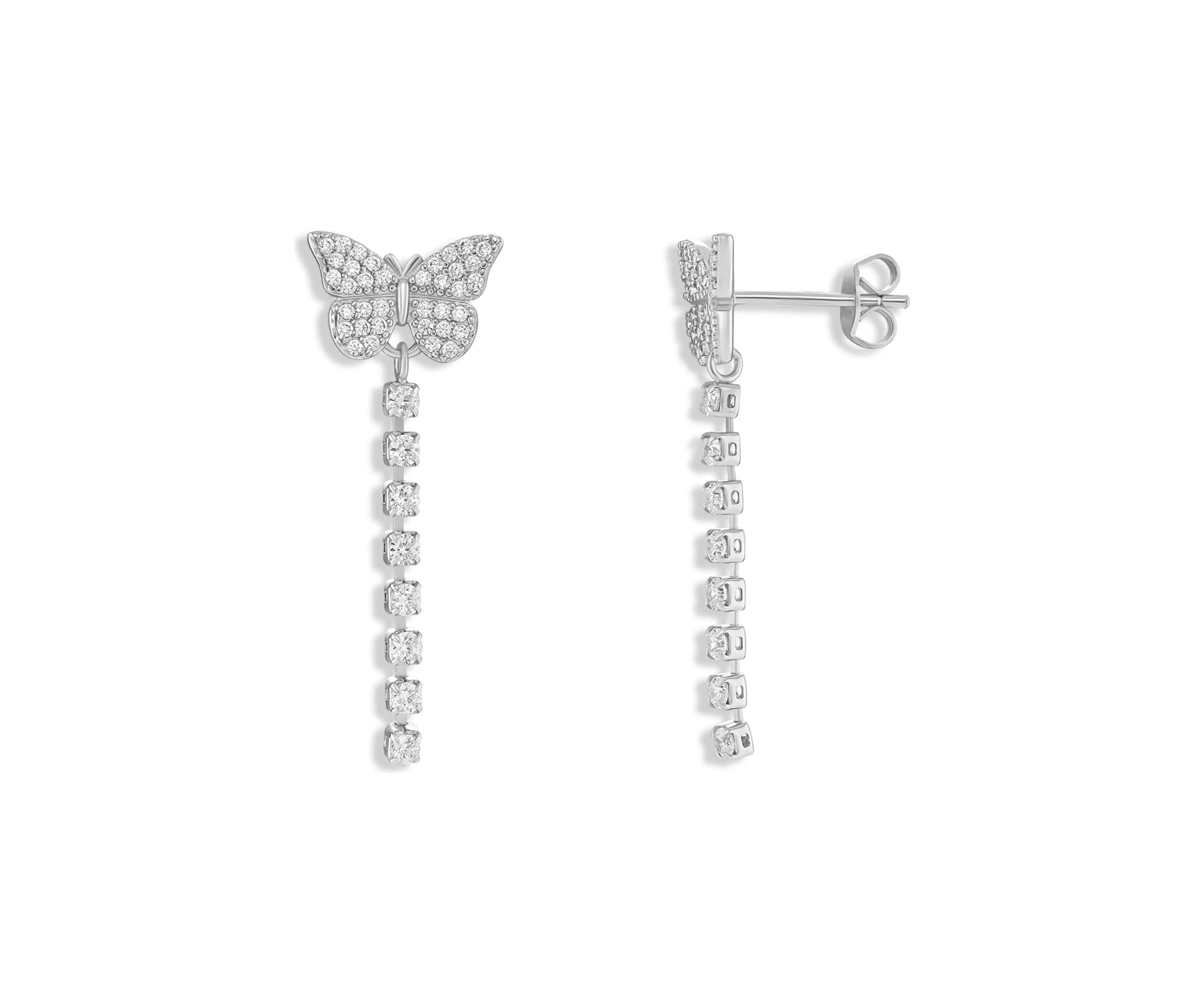 Silver Plated Pavé Loop Cubic Zirconia Earrings